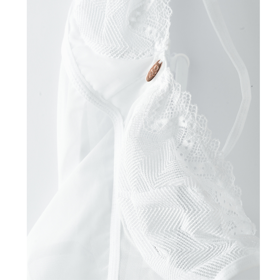 White Lace Plunge Teddy