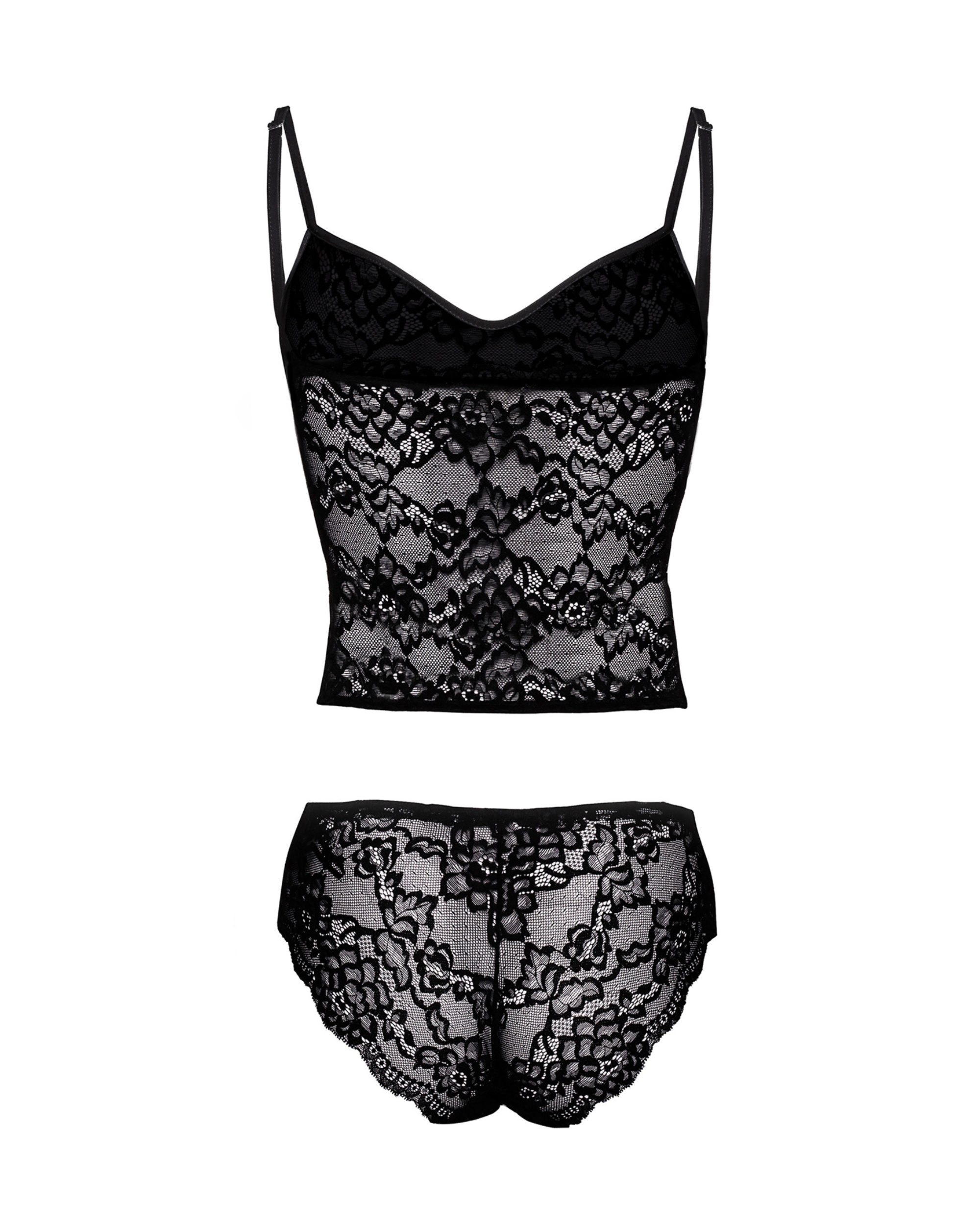 Black Lace Pearl Detail Set