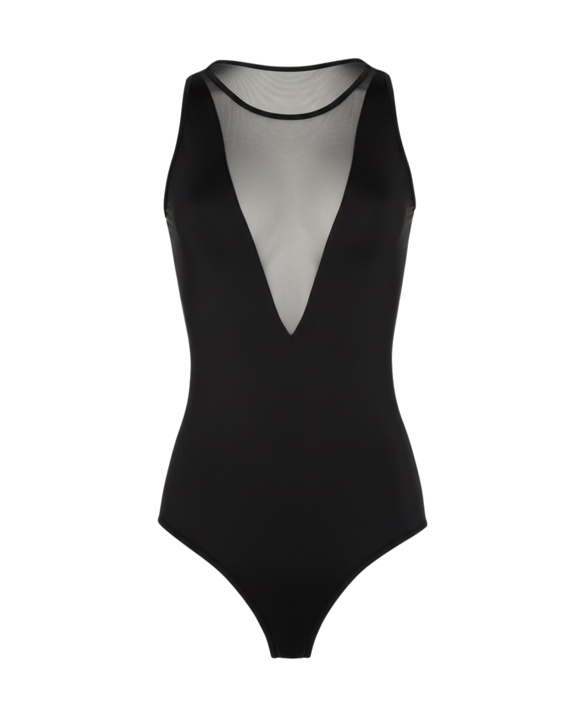 Black Microfibre Mesh Bodysuit