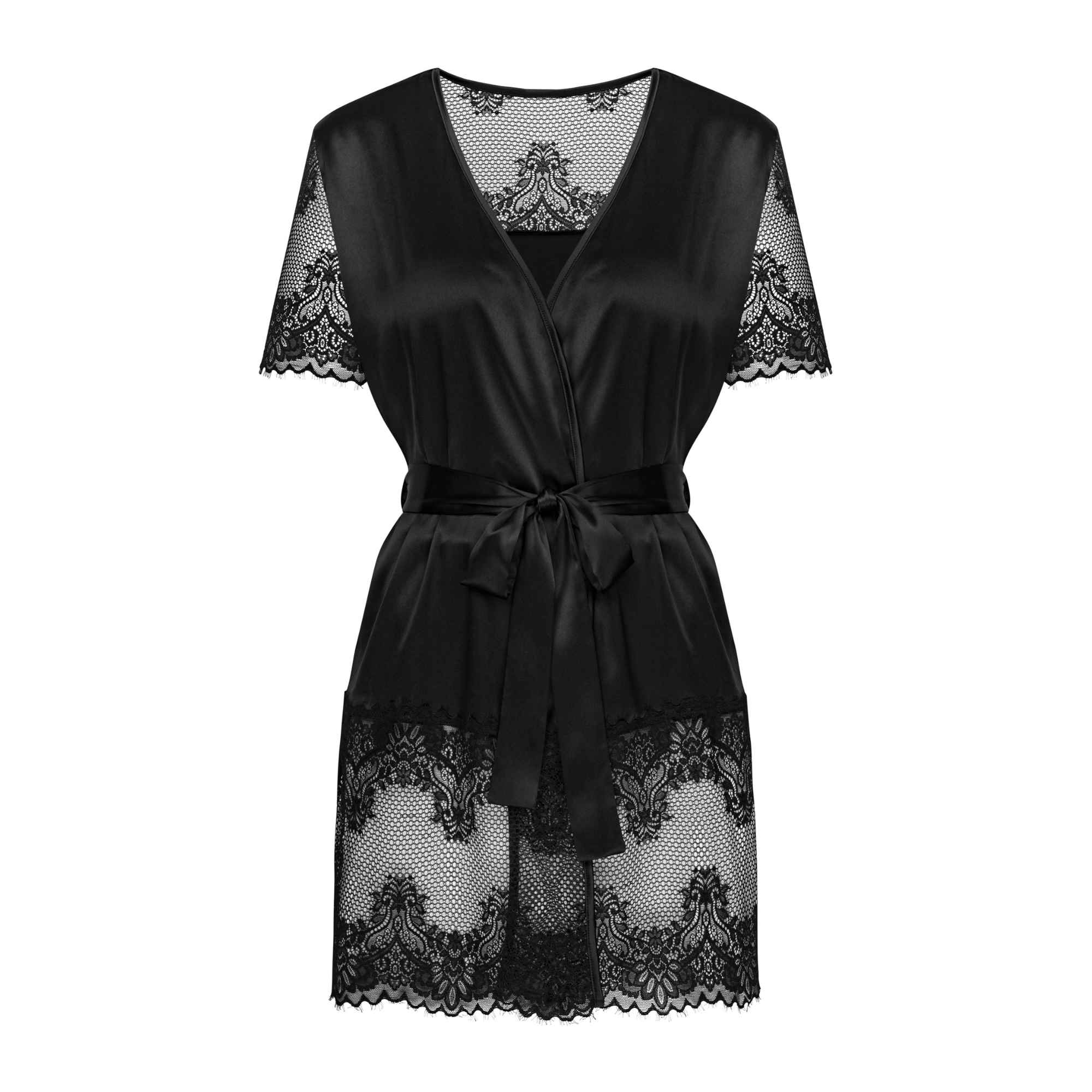 روب دانتيل اسود بحواف شفافة - Maderris