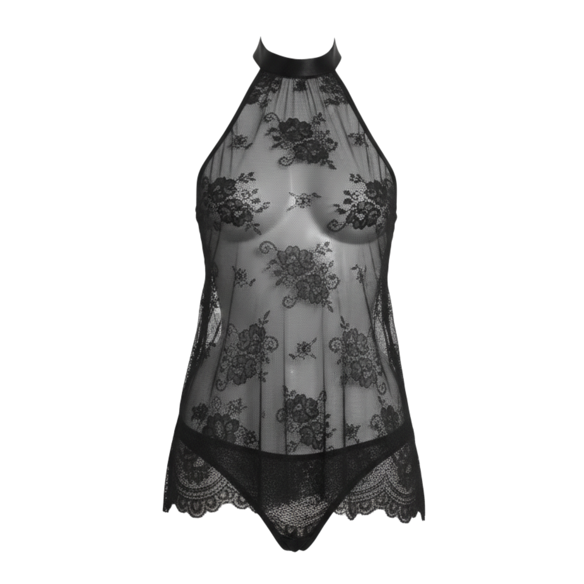 Black Lace Babydoll Set