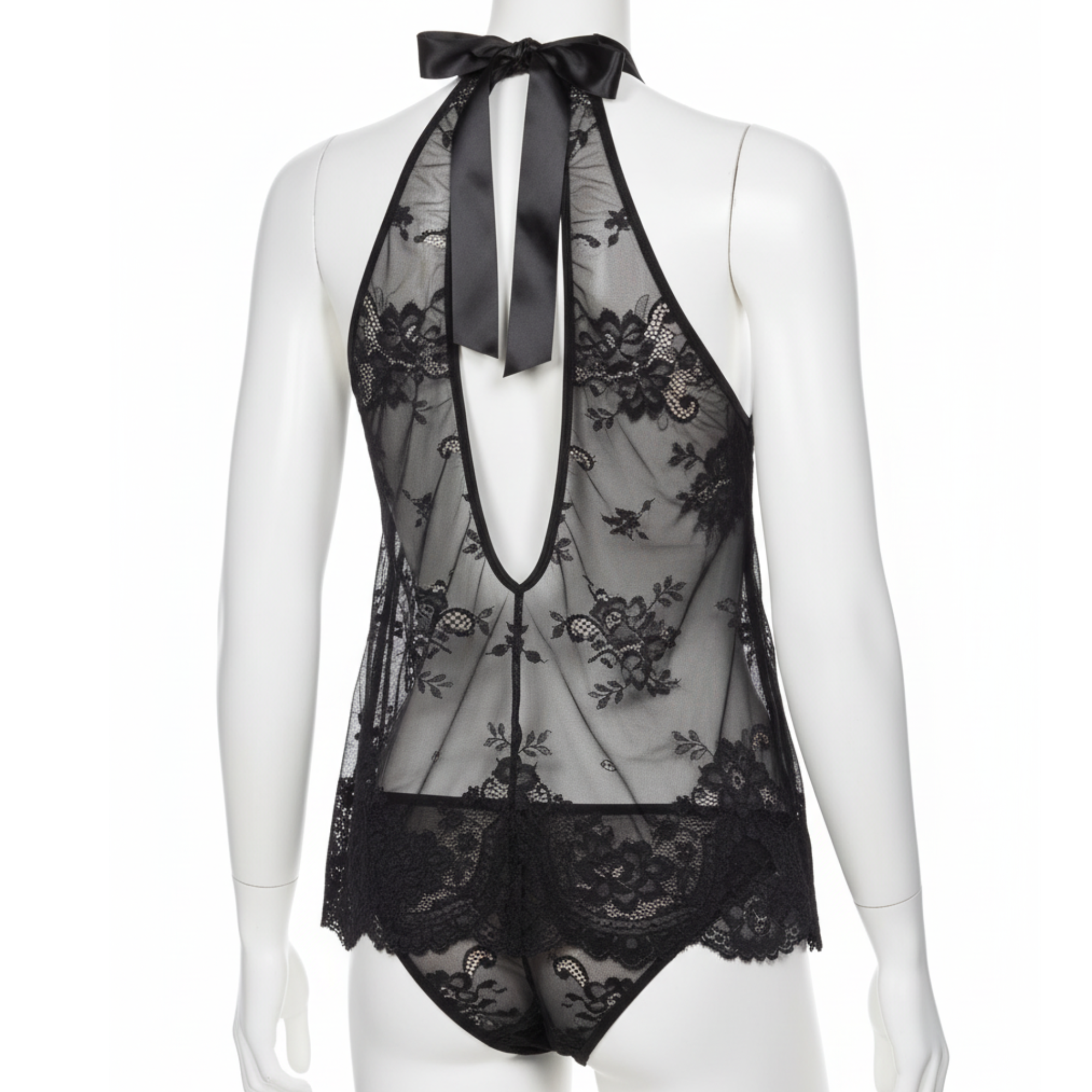 Black Lace Babydoll Set