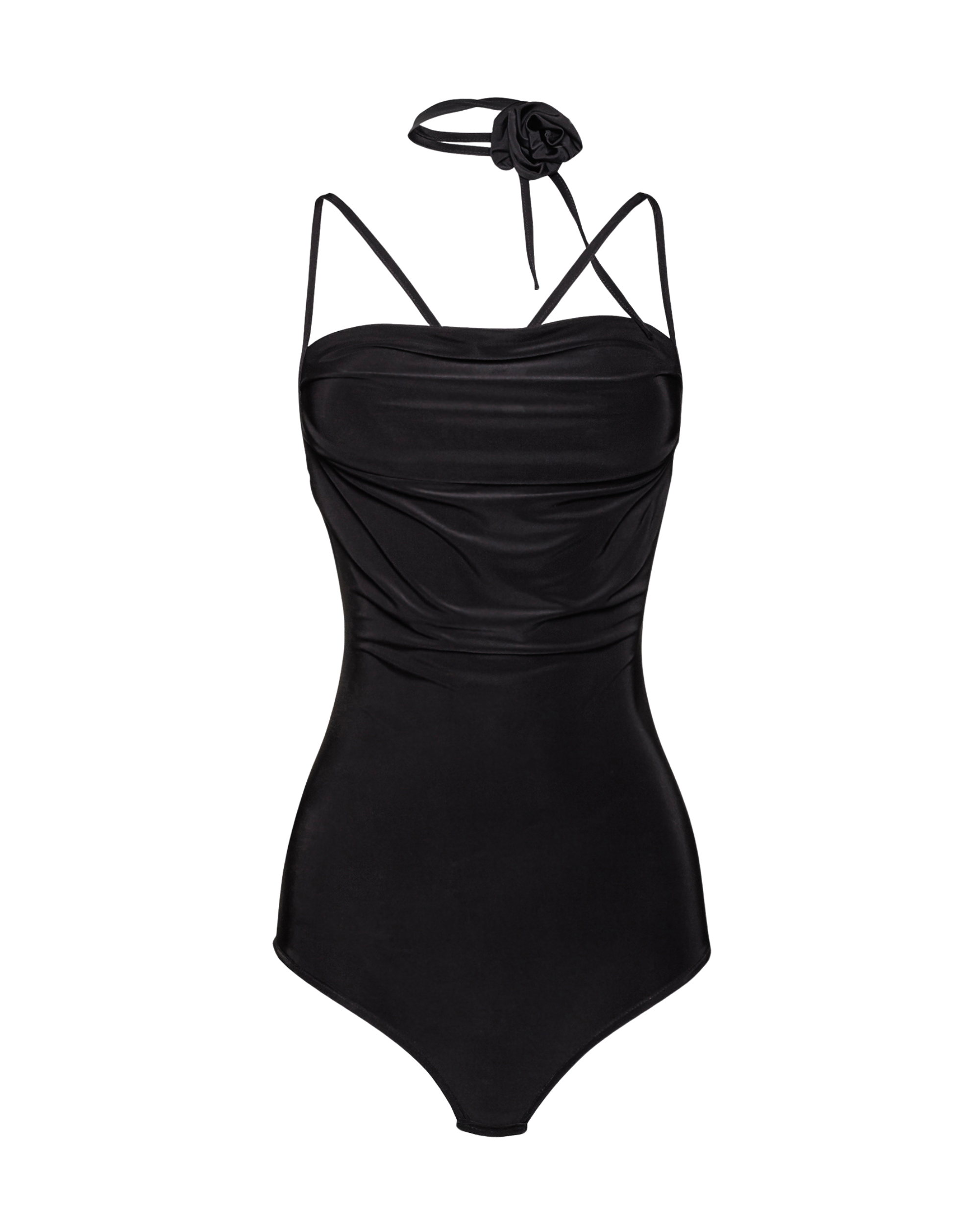 Black Ruffle Neck Bodysuit