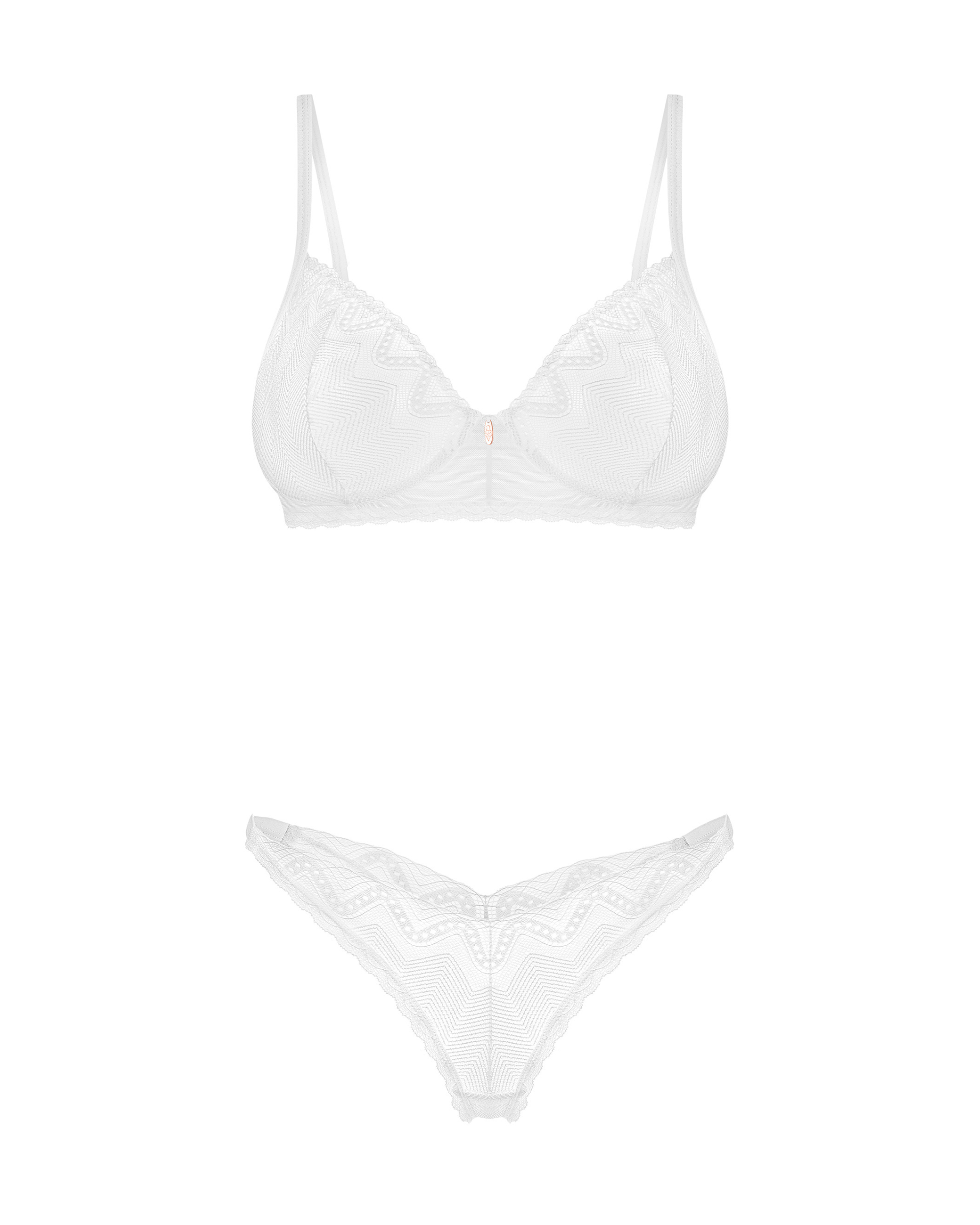 White Geometric Bra Set
