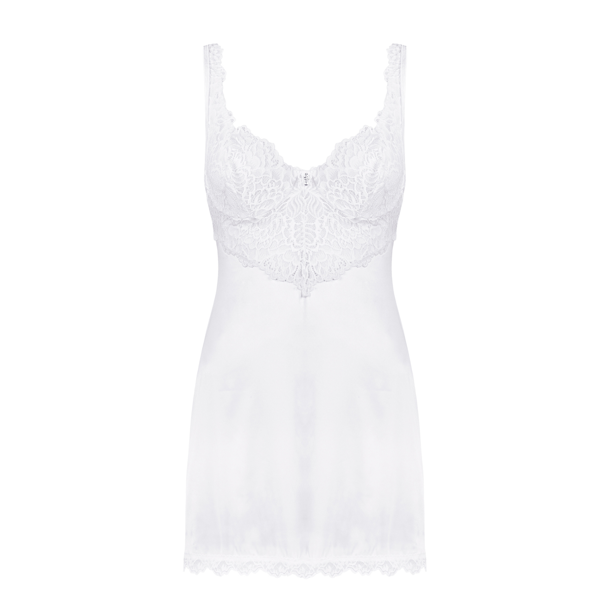 قميص نوم دانتيل شفاف وأناقة رومانسية – Amor Blanco