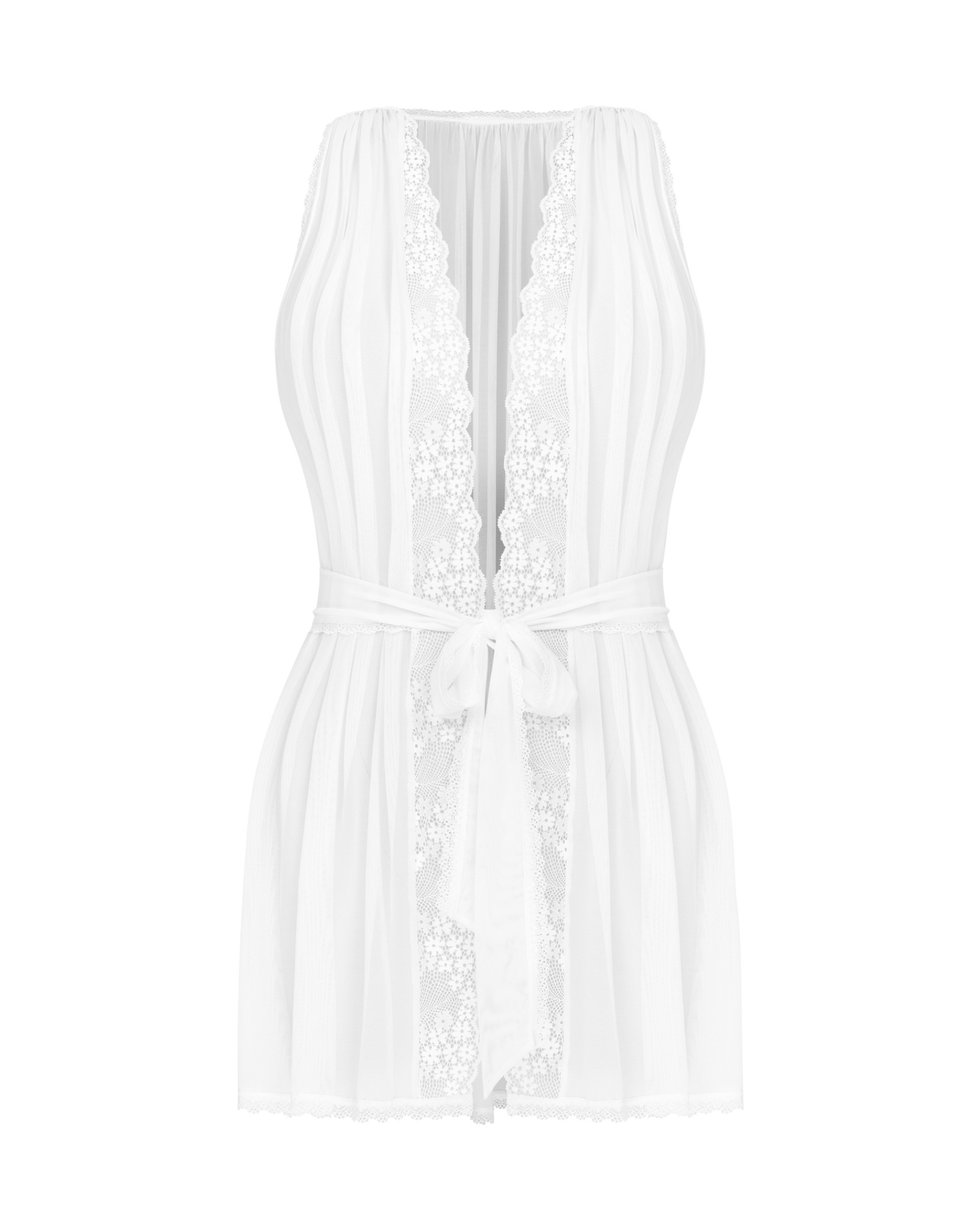 White Mesh Floral Peignoir