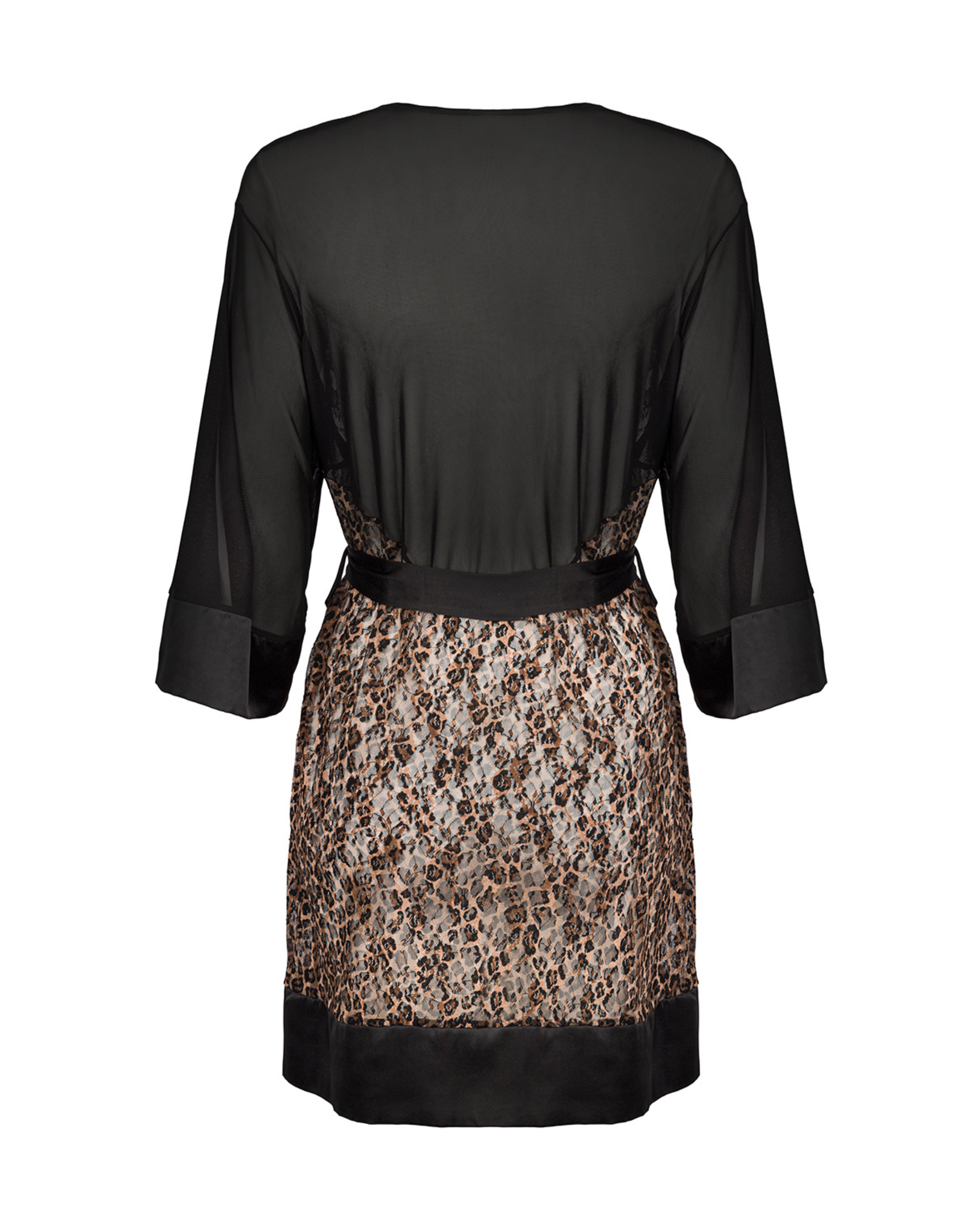 Black Satin Animal Peignoir