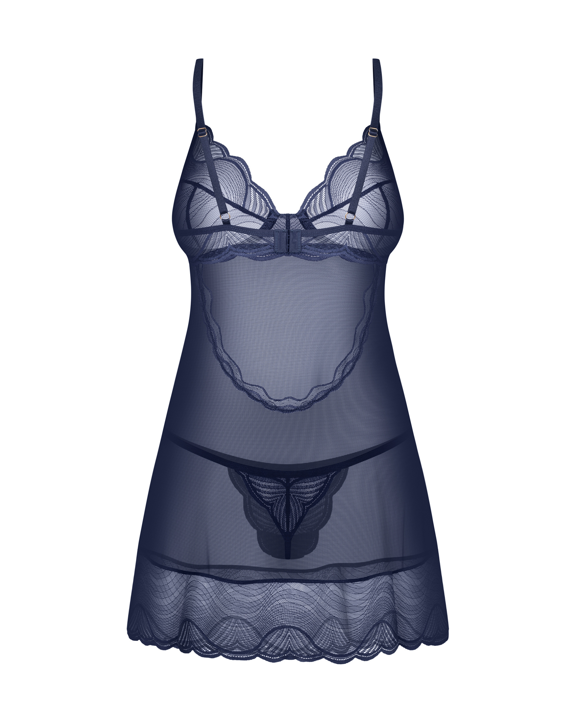 Navy Blue Lace Chemise Set