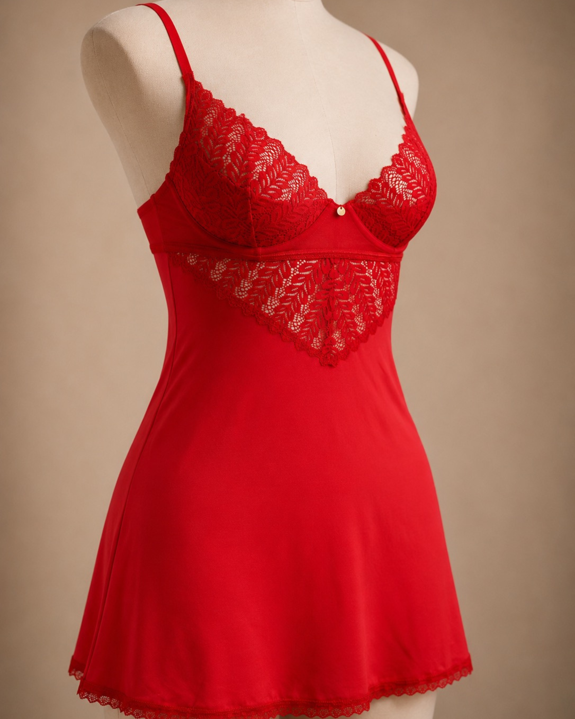 Red Underwire Chemise Set