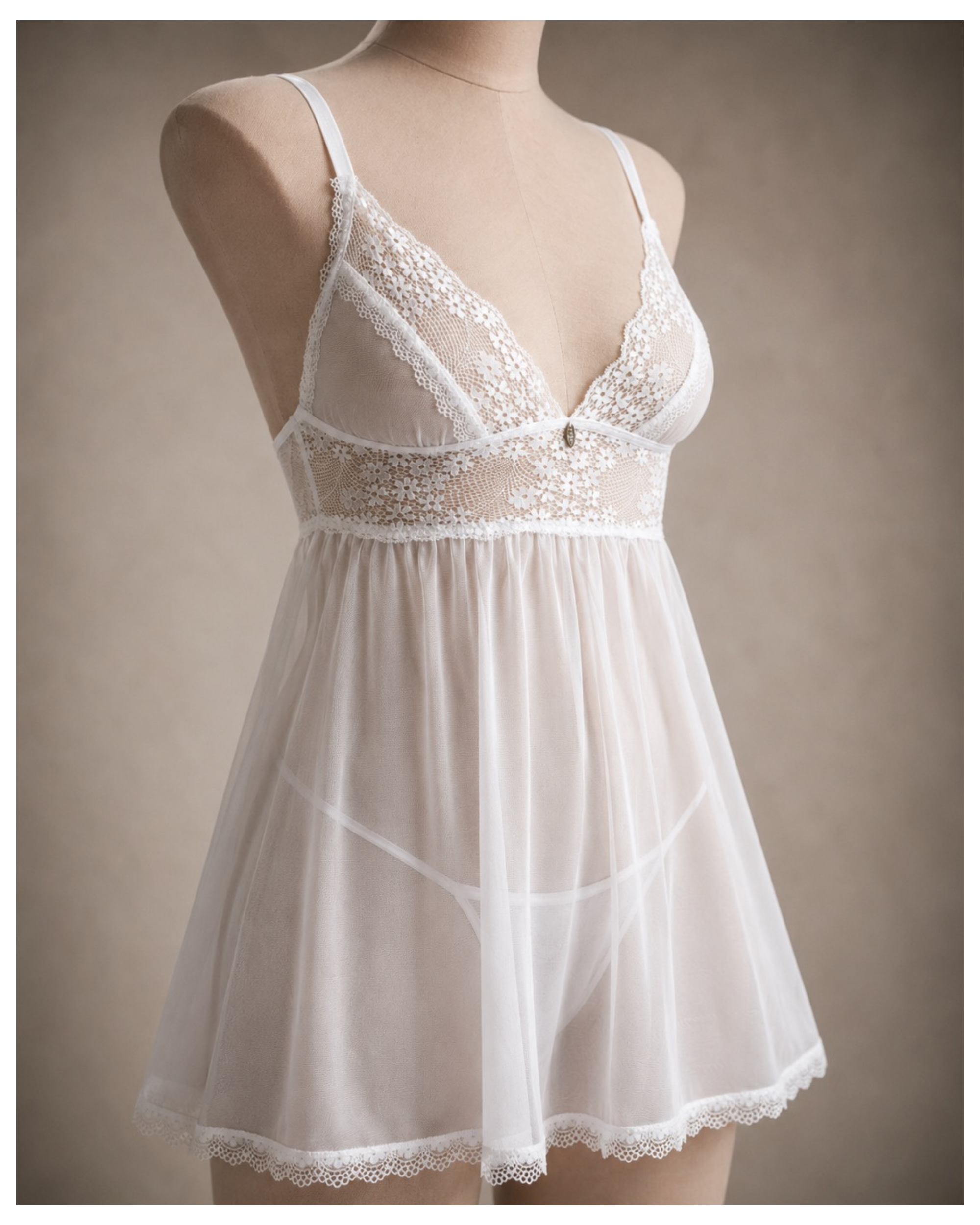 White Floral Babydoll Set