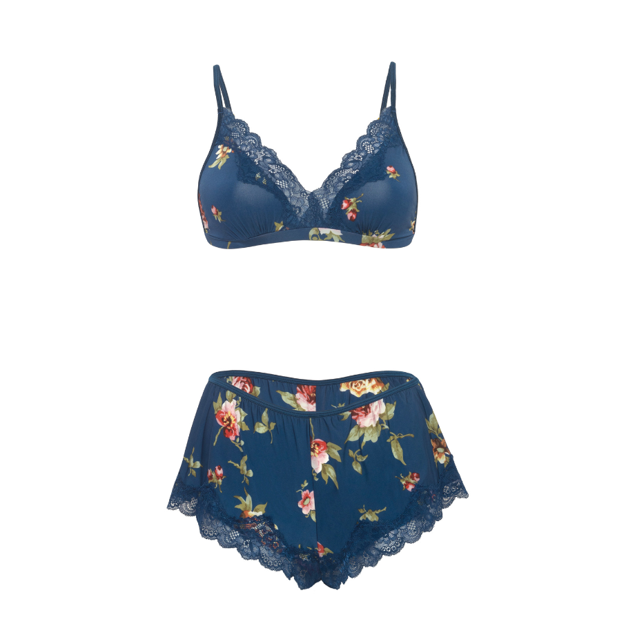 Blue Lace Bralette & Shorts Set
