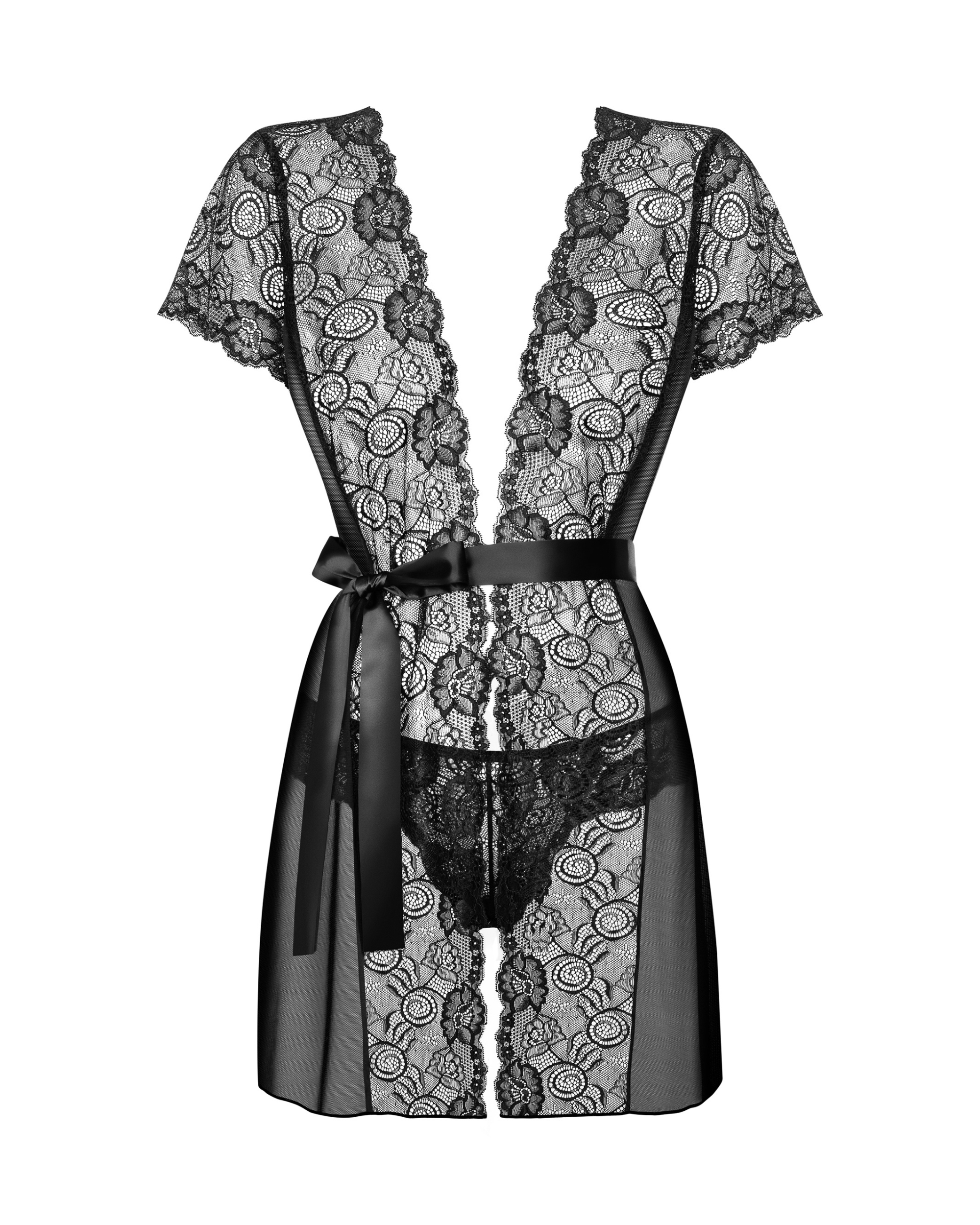 Black Floral Lace Peignoir
