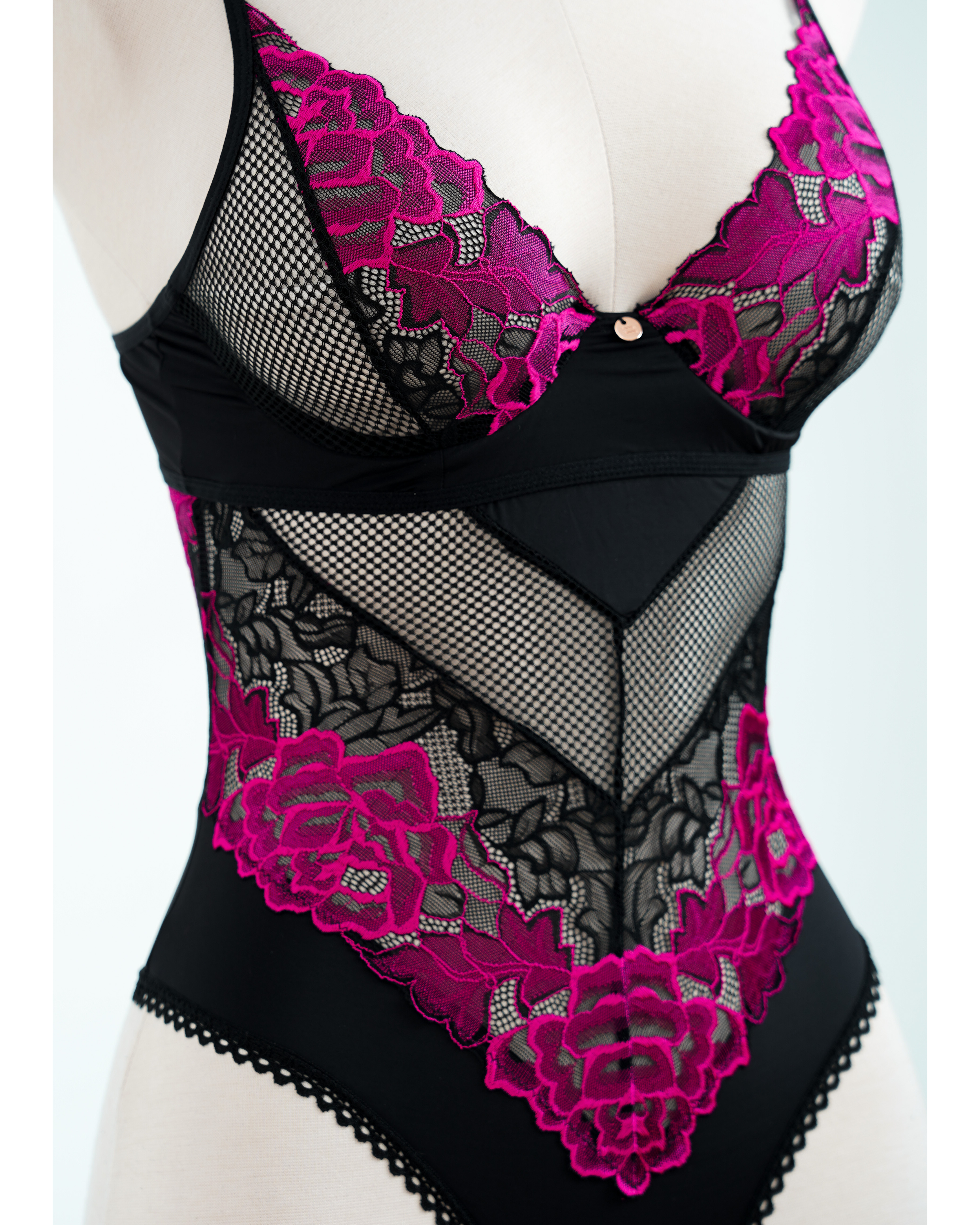 Lace Teddy with Rose Motif