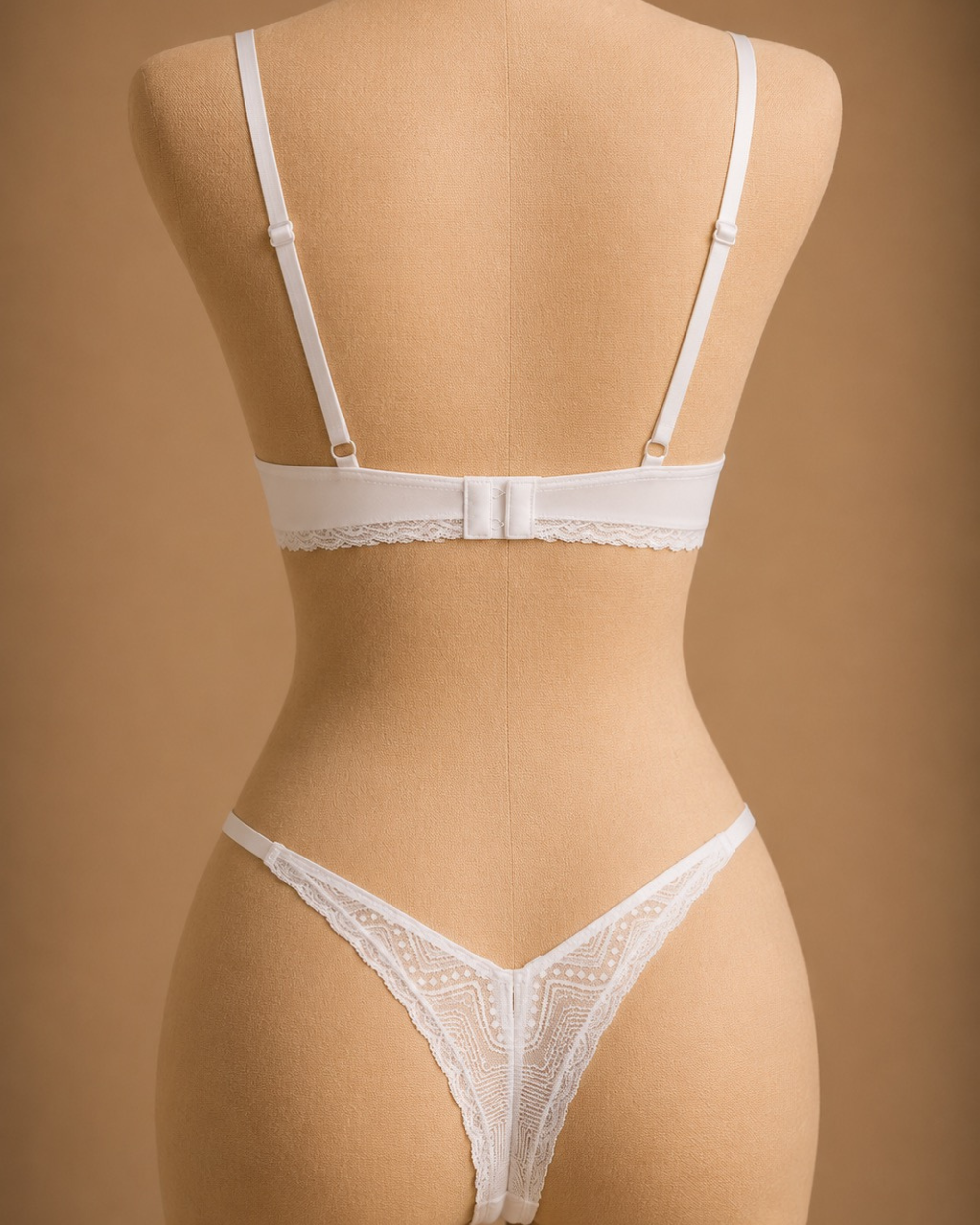 White Geometric Bra Set