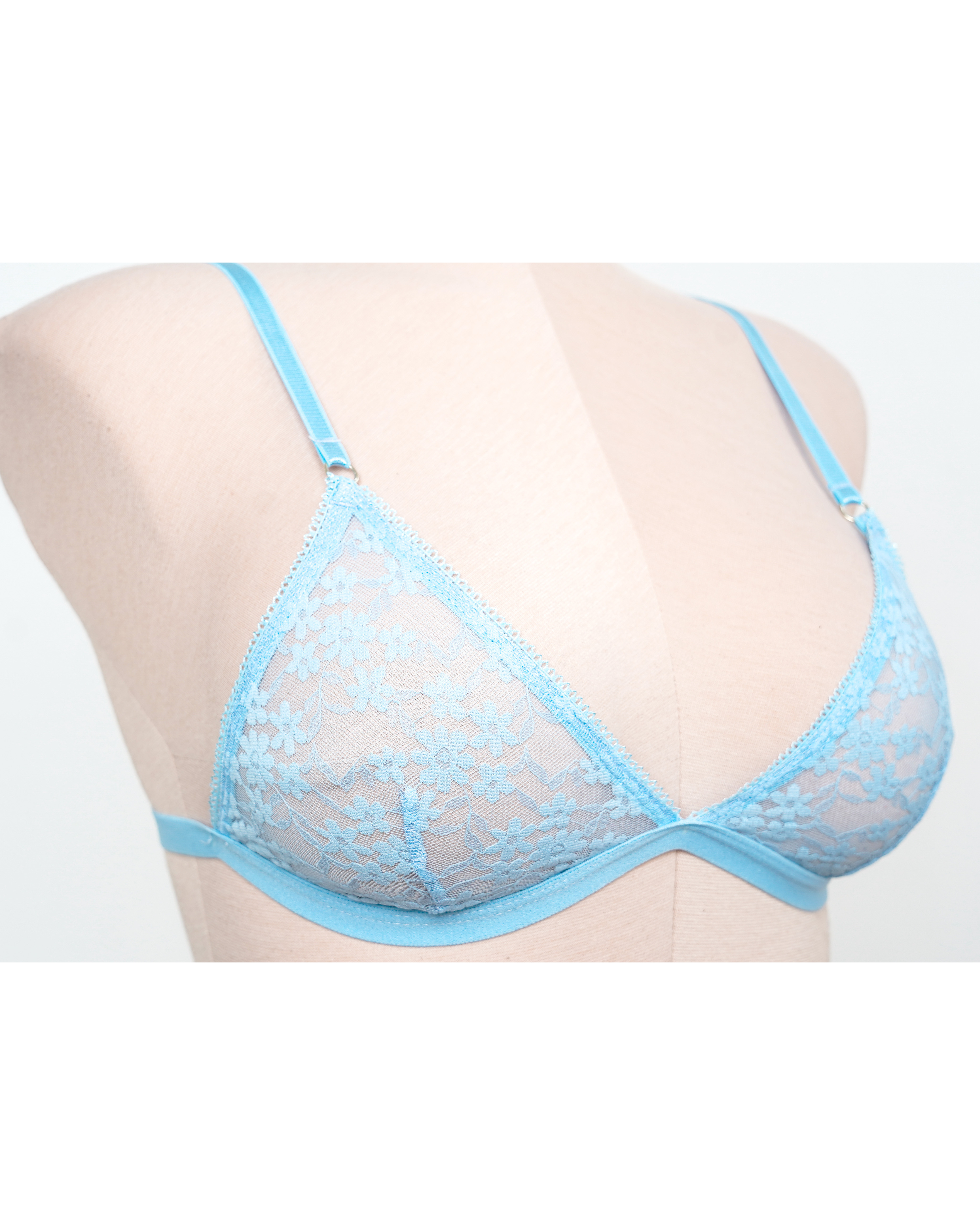 Floral Lace Triangle Bralette and Thong Set
