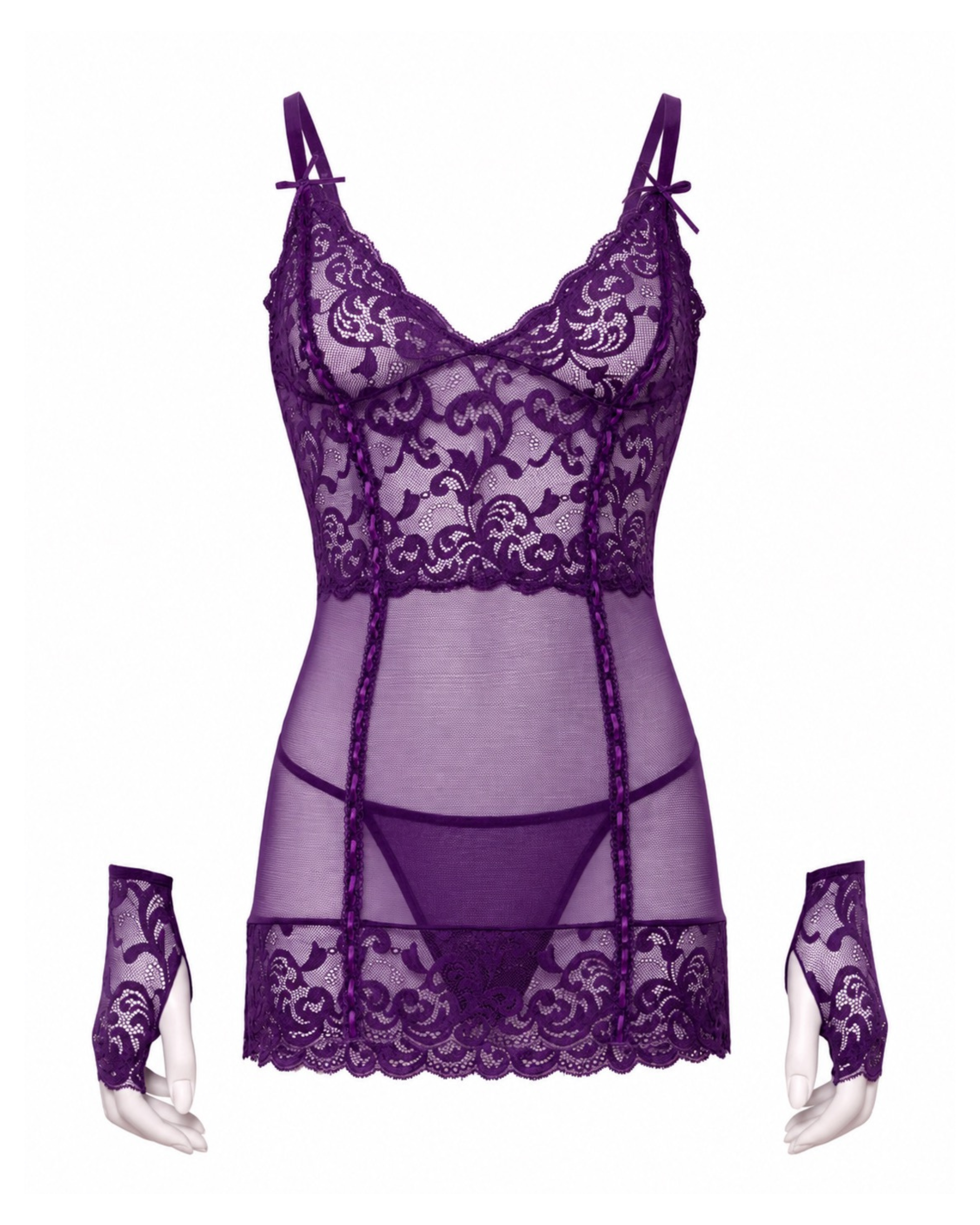 Purple Lace Glove Babydoll