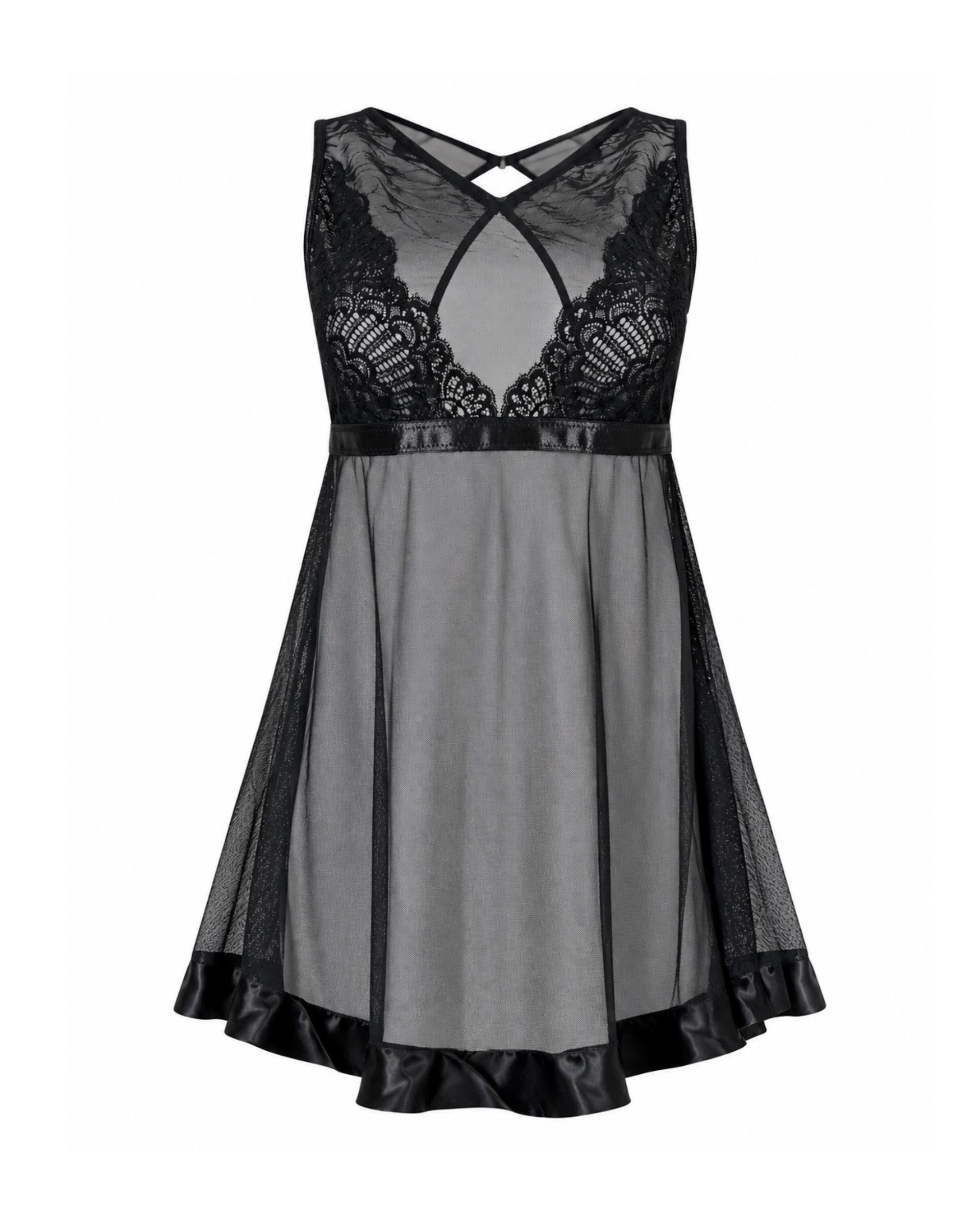 Black Mesh & Sheer Babydoll