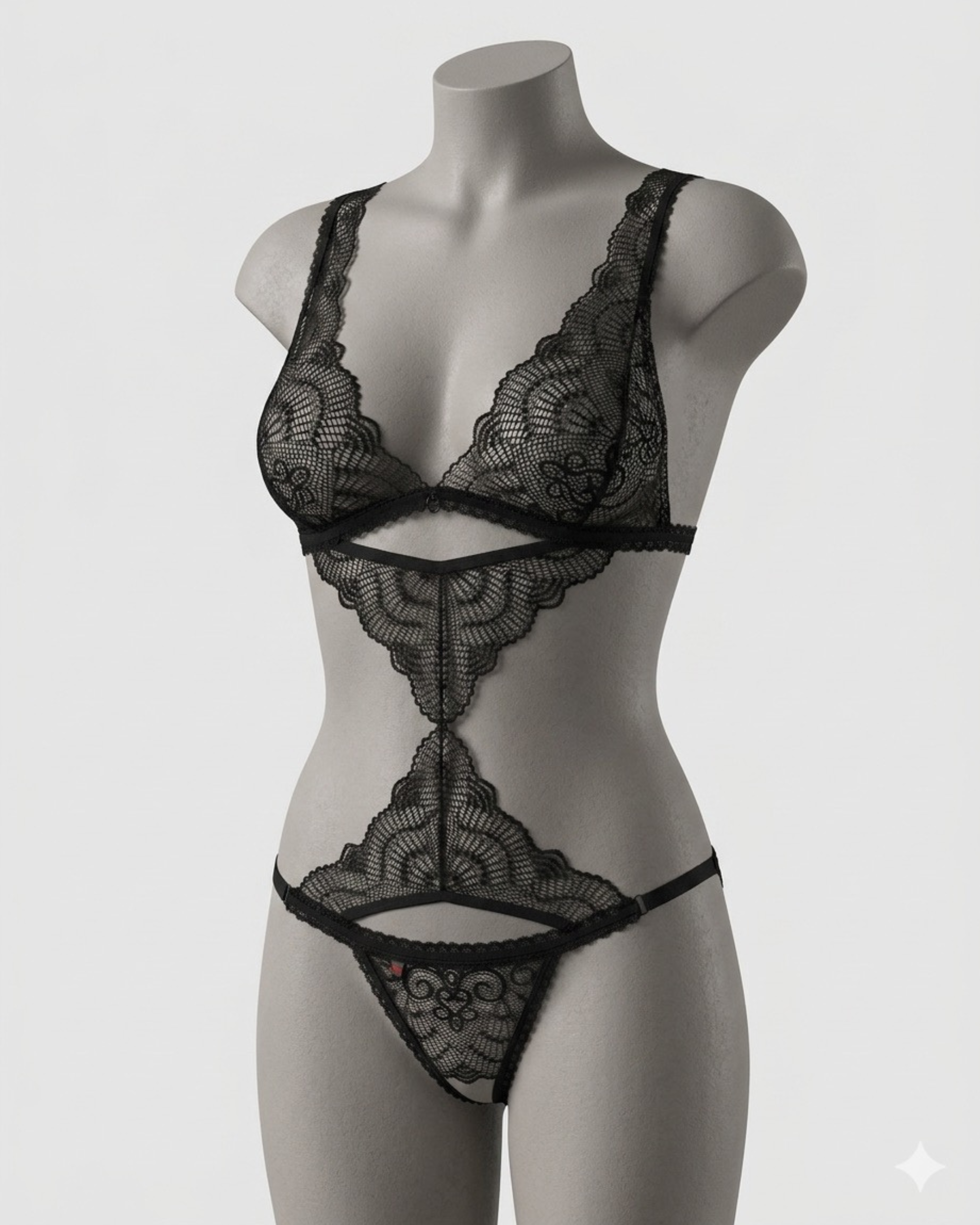Black Floral Lace Bodysuit