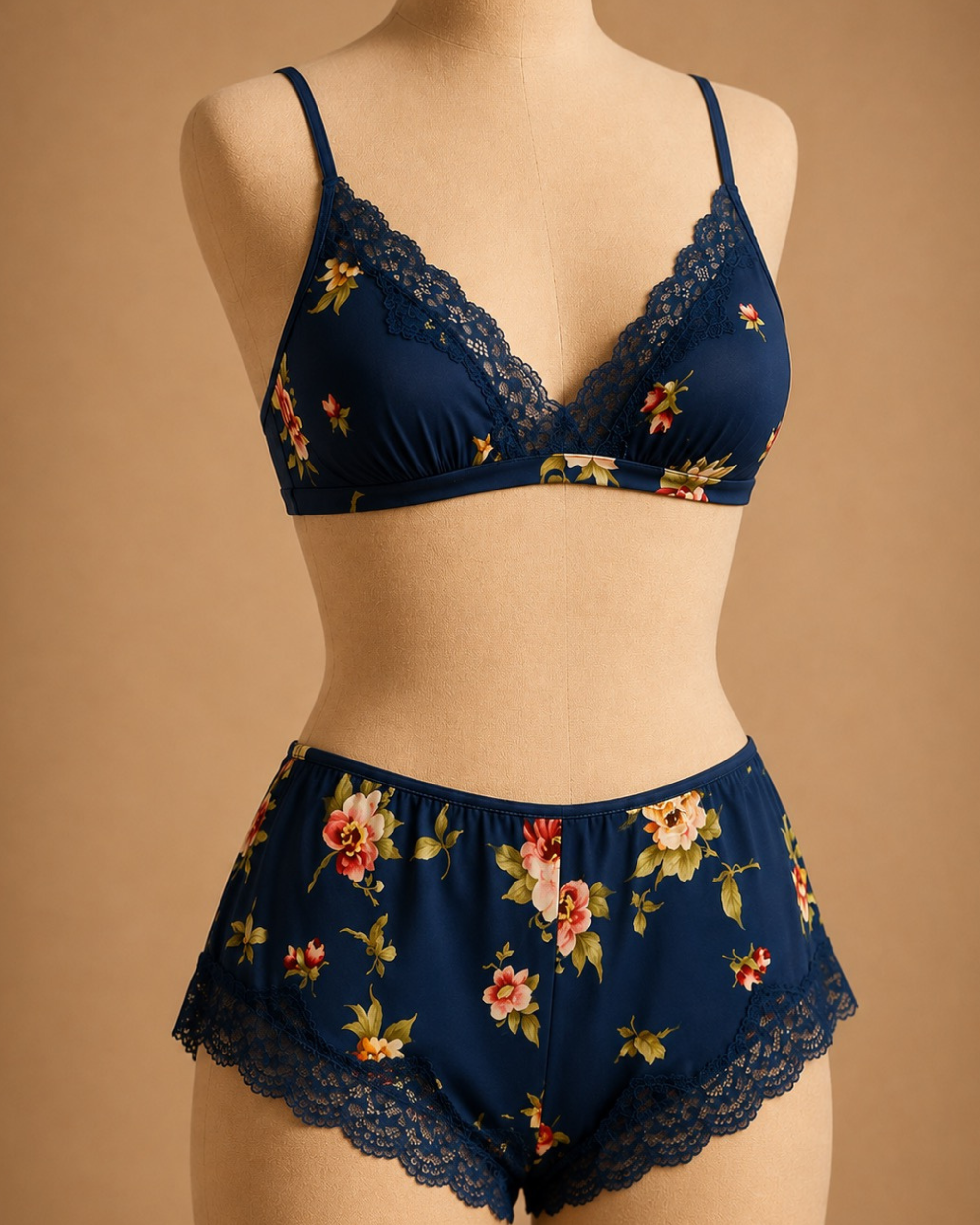Navy Floral Bralette Set