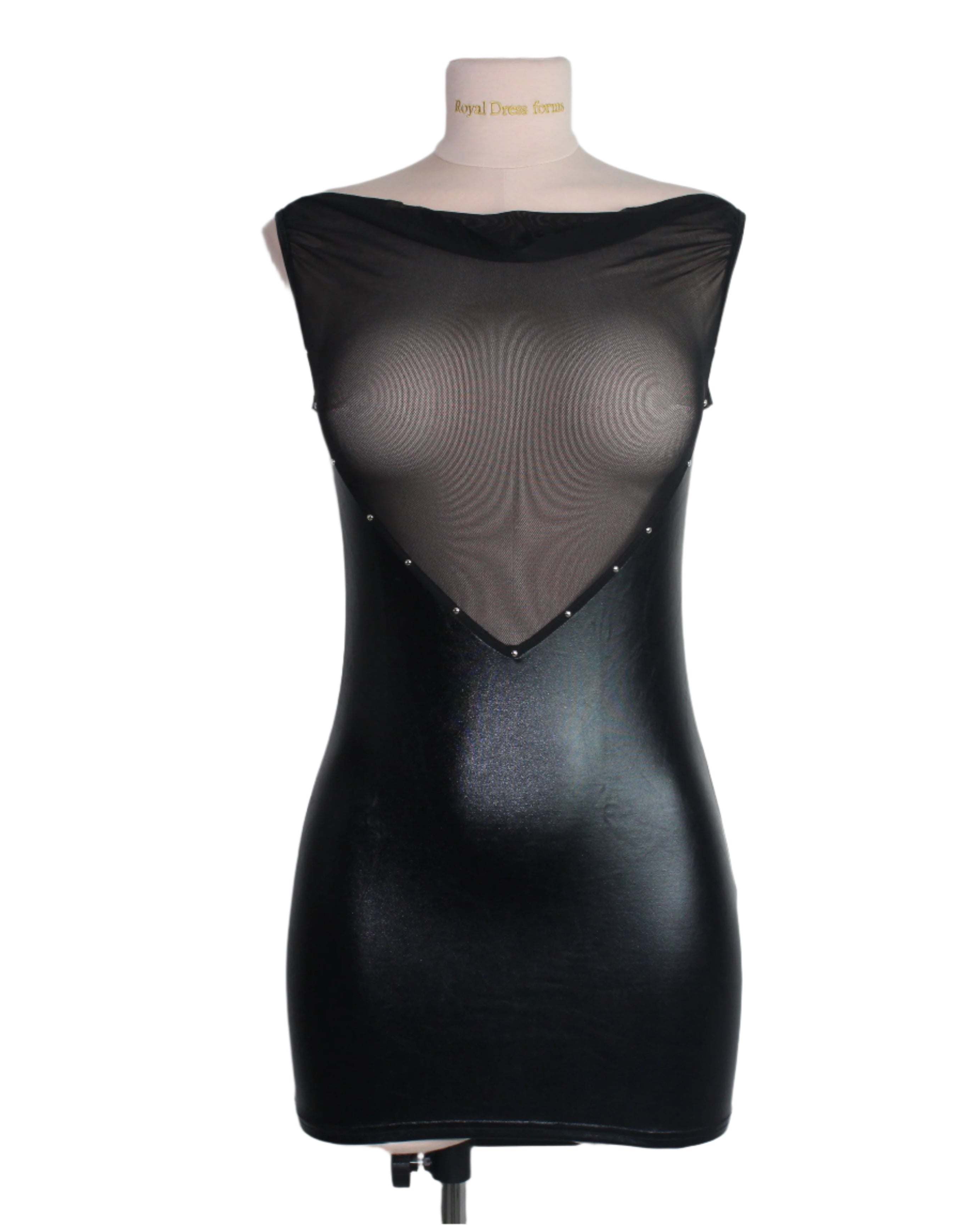Siren Wet Look Open Back Dress - Eiffel Boudoir