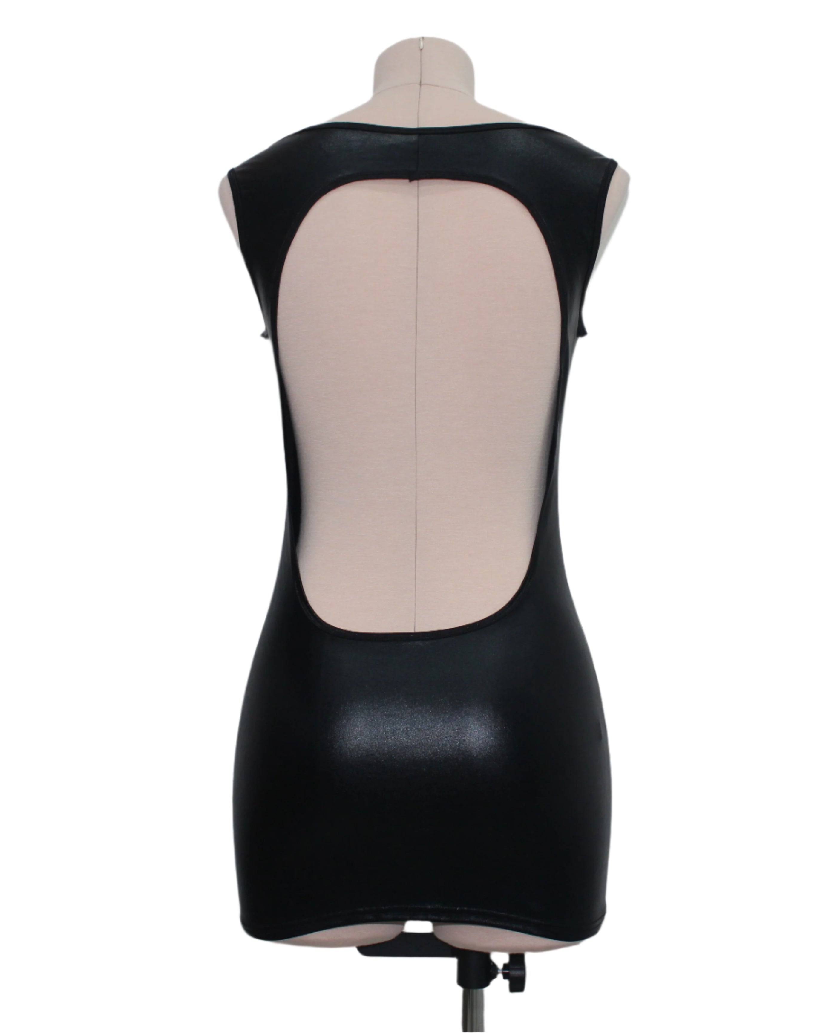 Siren Wet Look Open Back Dress - Eiffel Boudoir