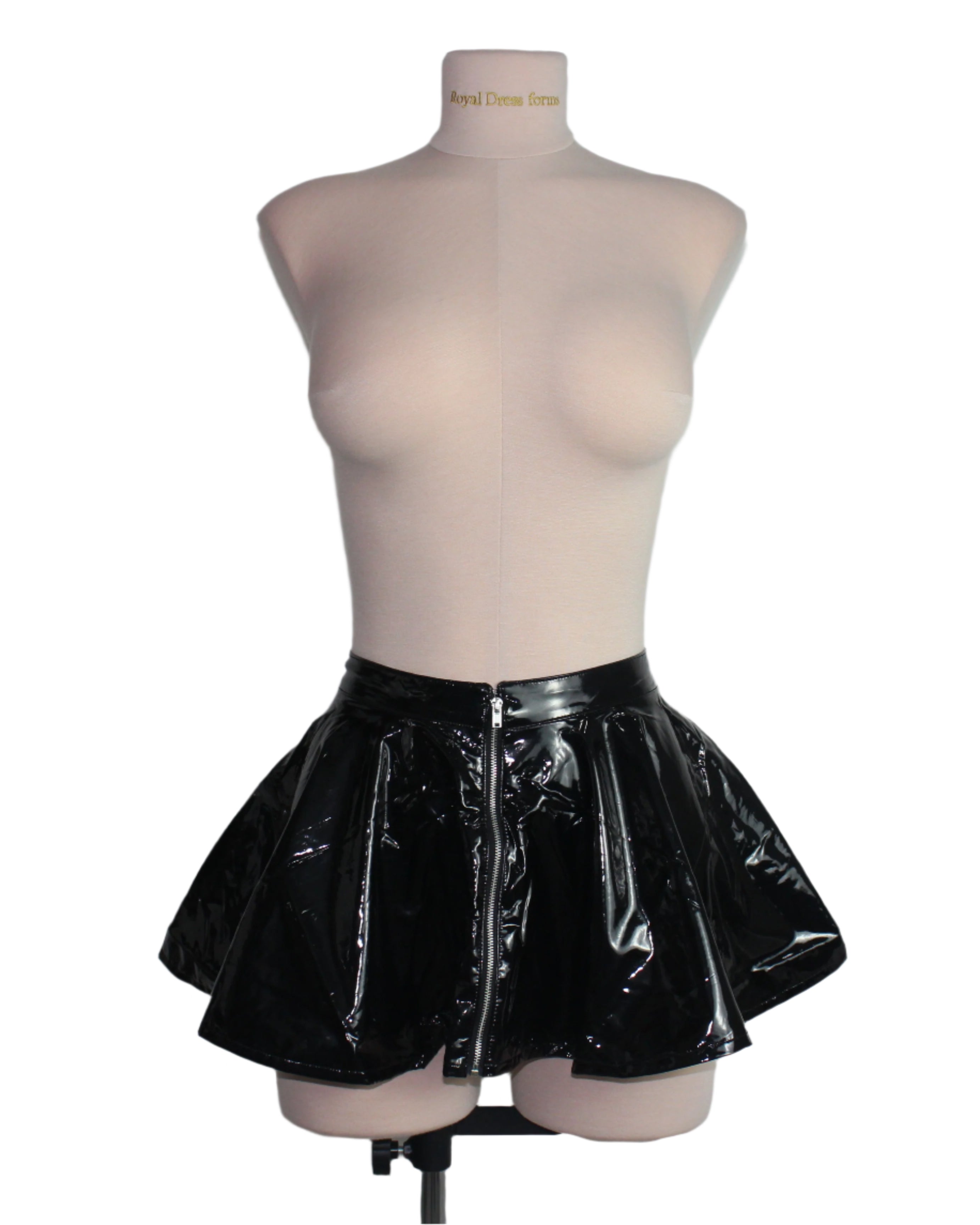 Siren PVC Zip-Up Mini Skater Skirt - Eiffel Boudoir