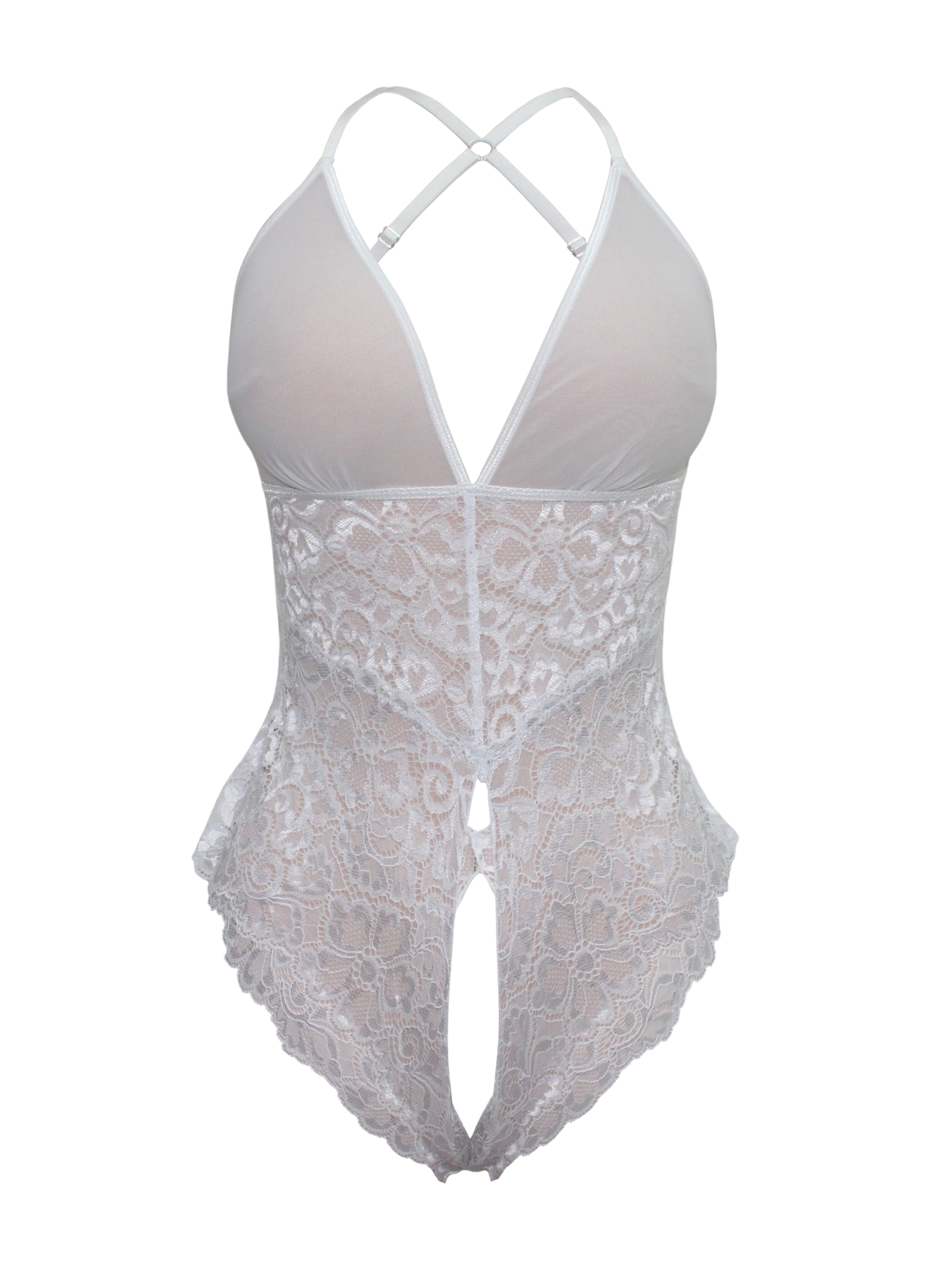 Flirt White Lace Teddy - Eiffel Boudoir