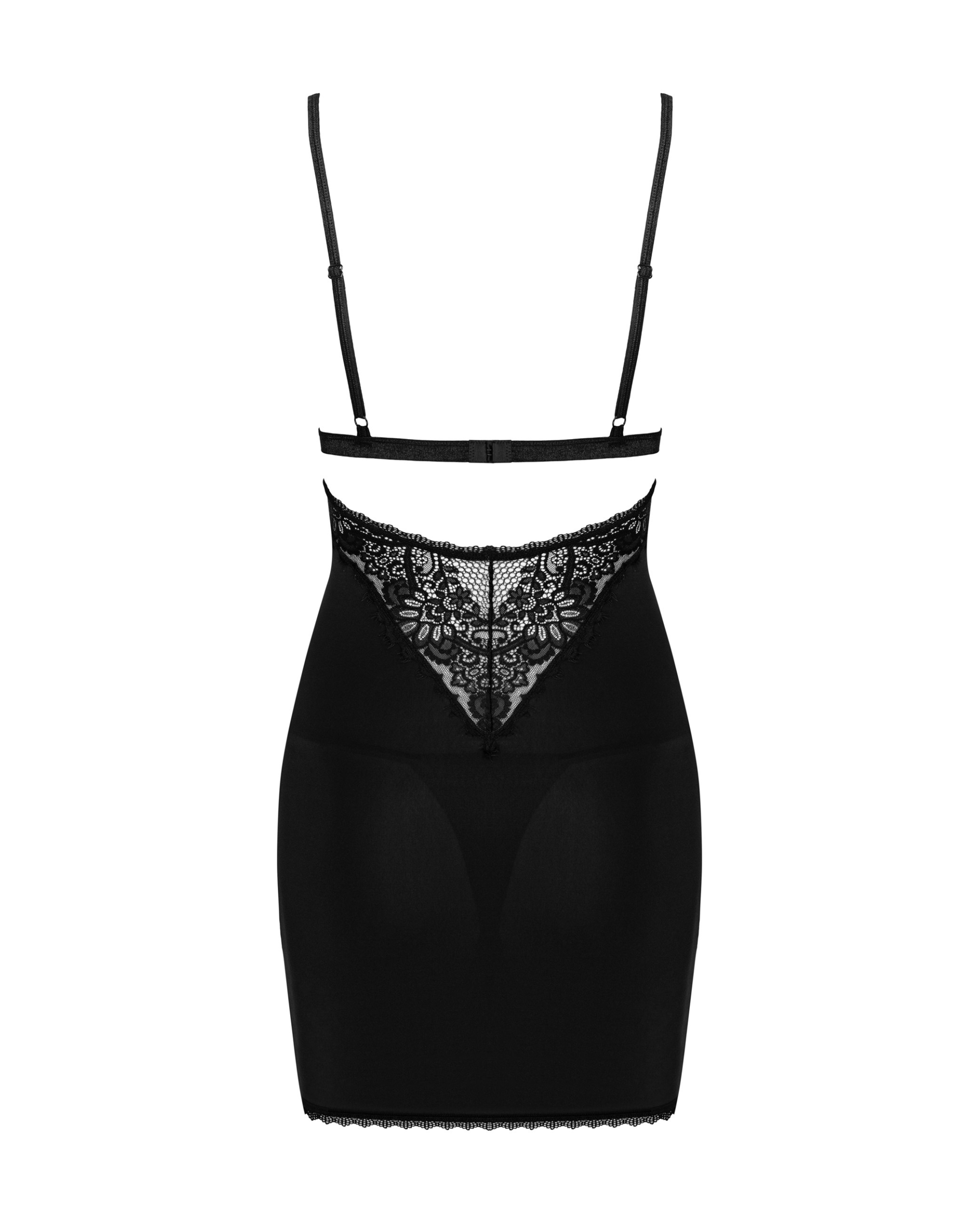 Black Lace Insert Chemise Set