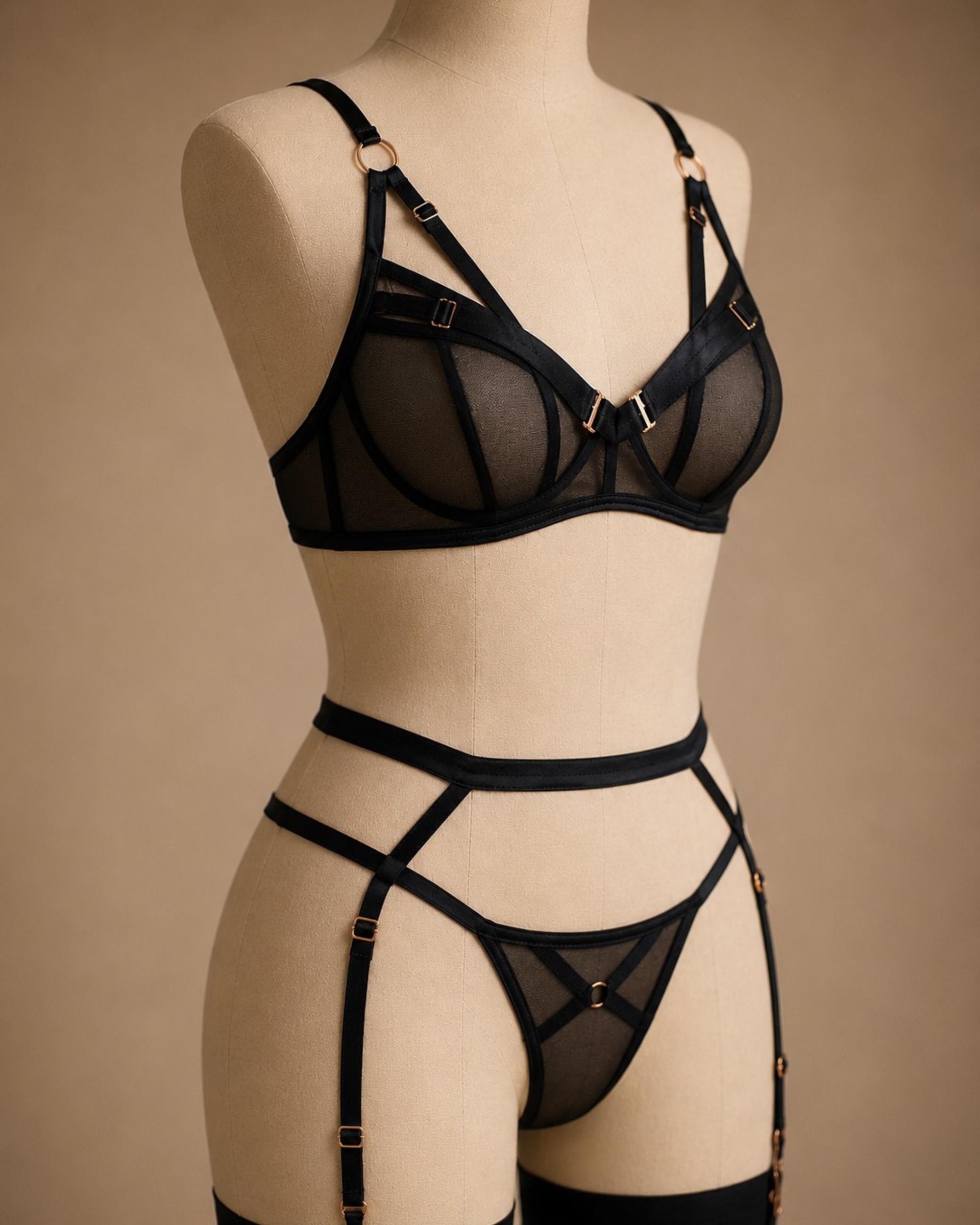 Black Garter 3-Piece Set
