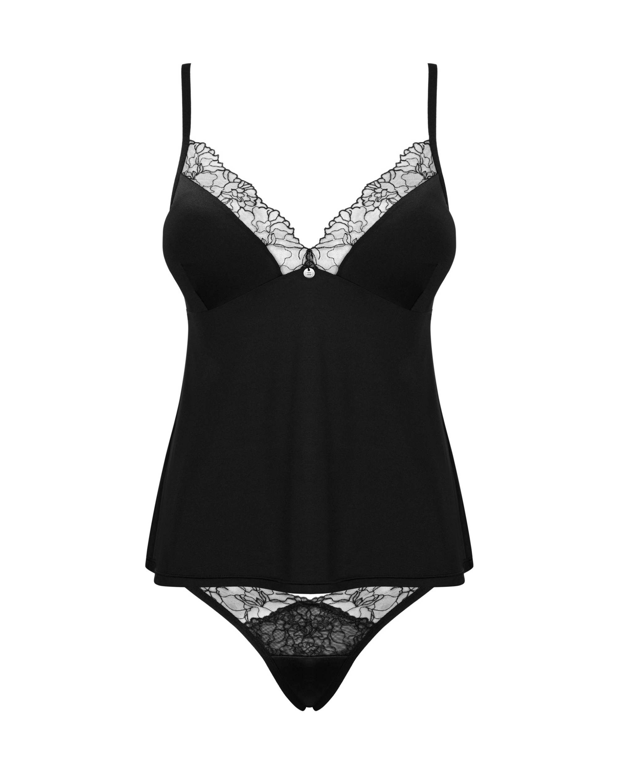 Black Floral Tulle Lace Set
