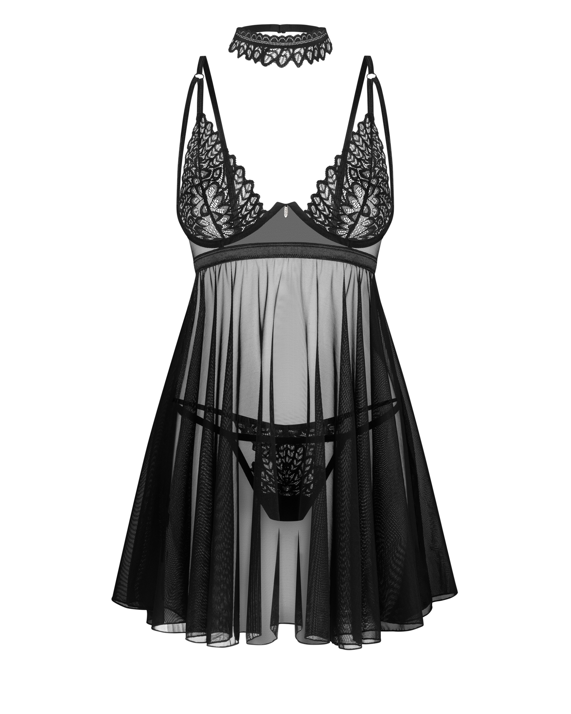 Black Sheer Lace Babydoll
