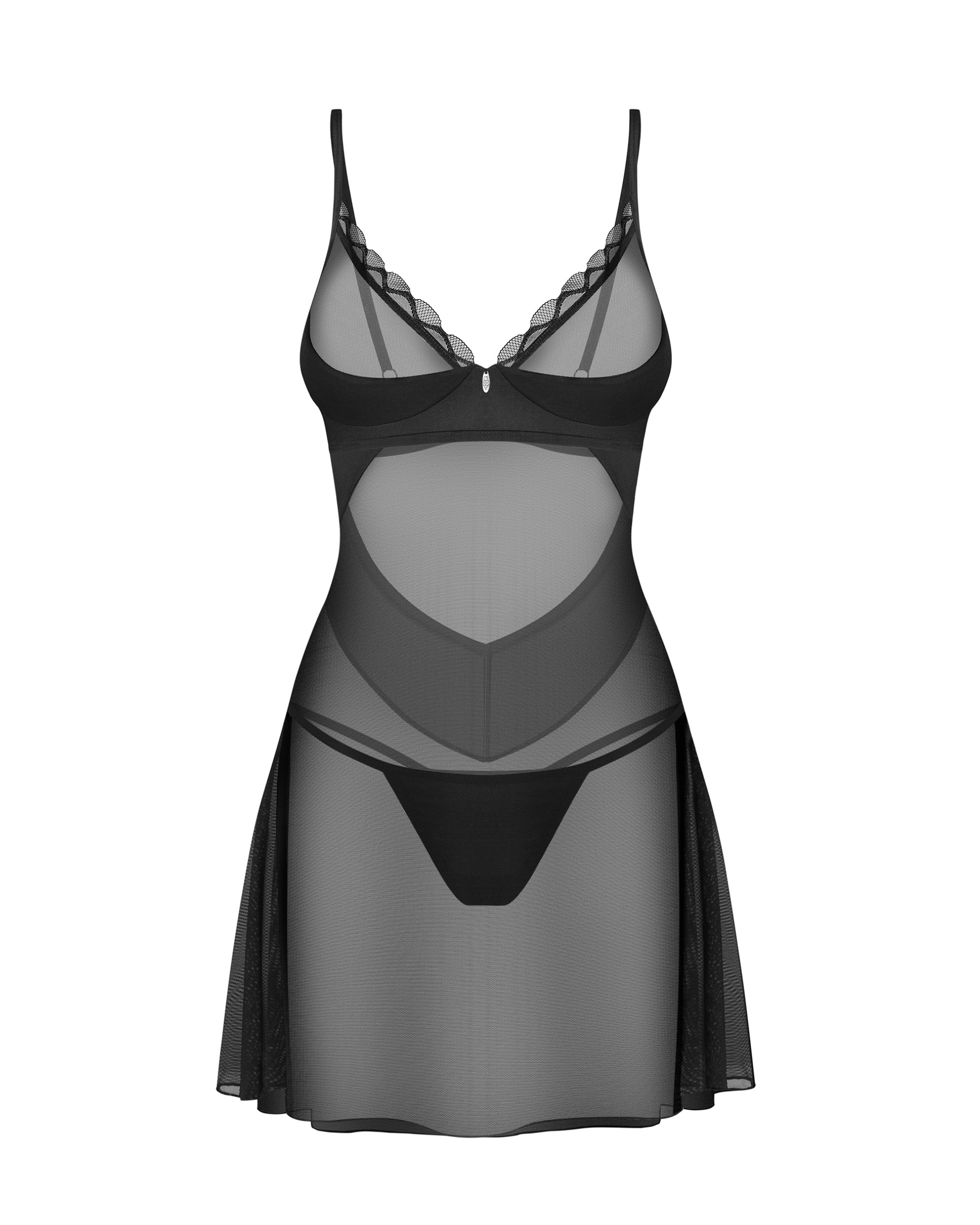 Black Mesh Chemise Set