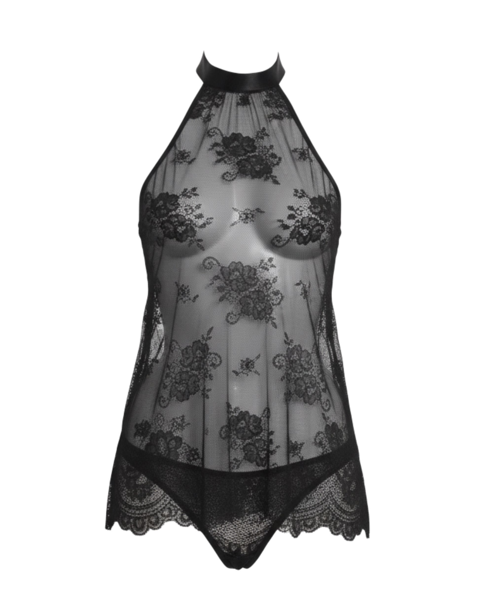 Sheer Halter Floral Babydoll