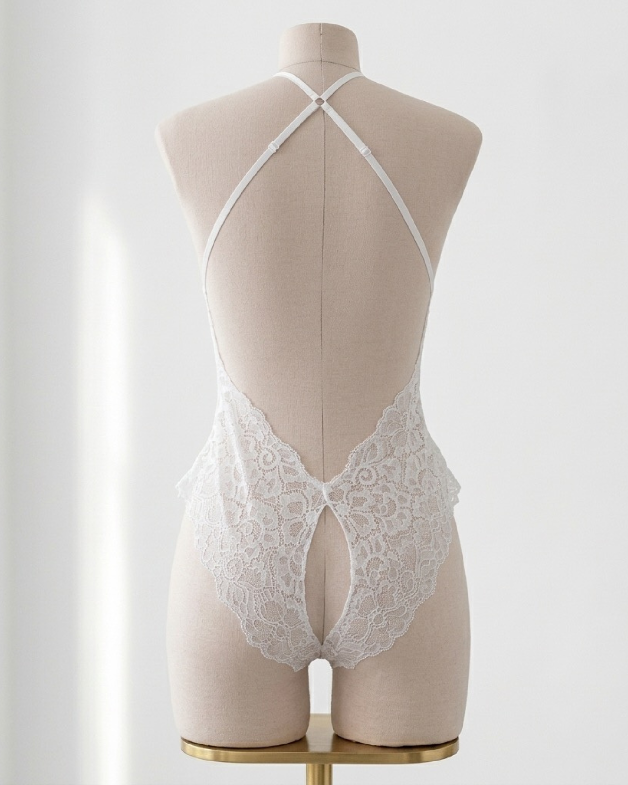 White Open Back Teddy