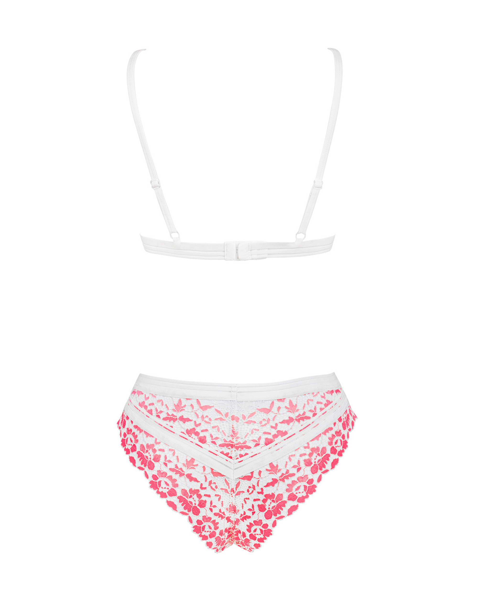 Pink Floral Lace Bra Set