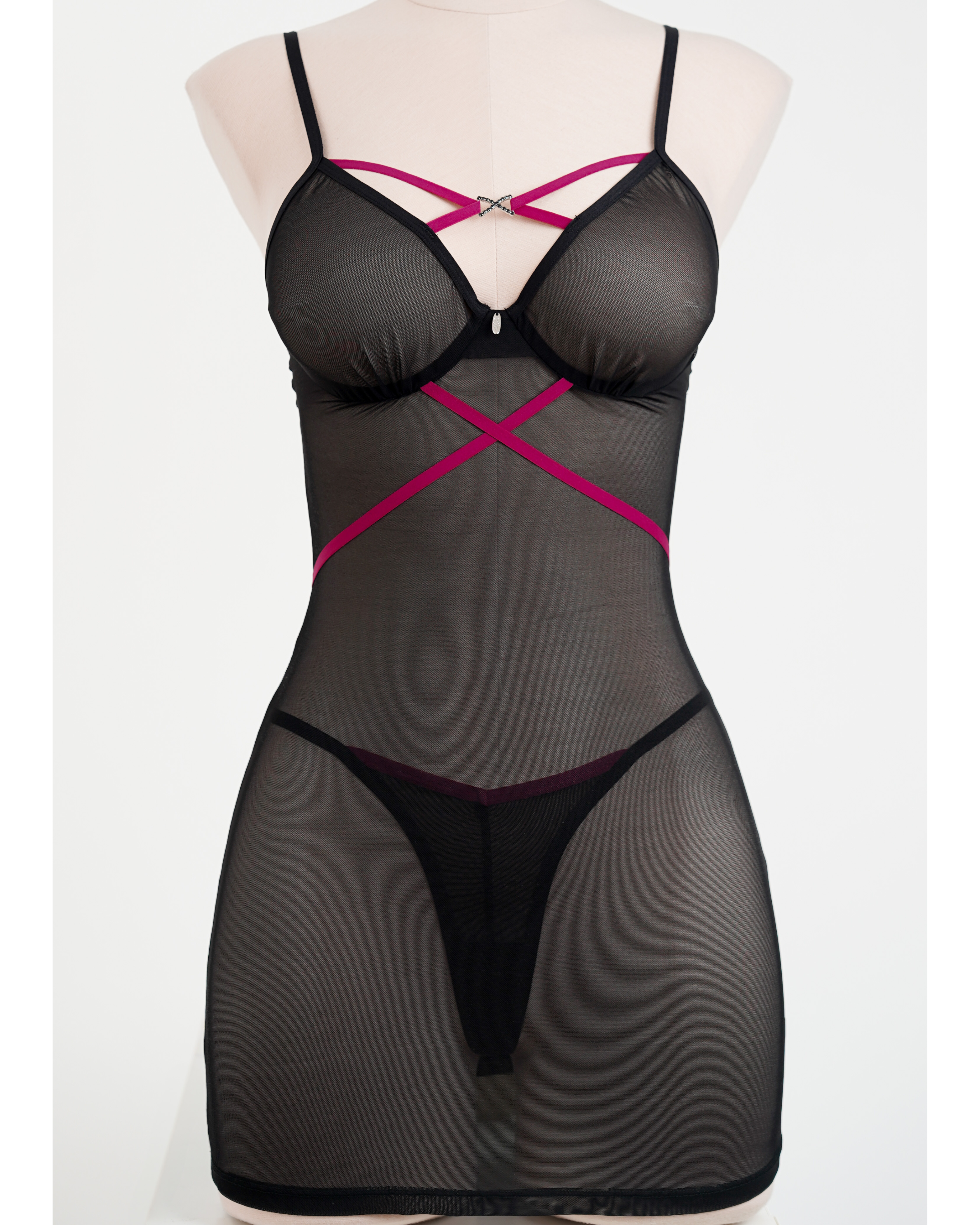 Black Sheer Chemise & Thong Set