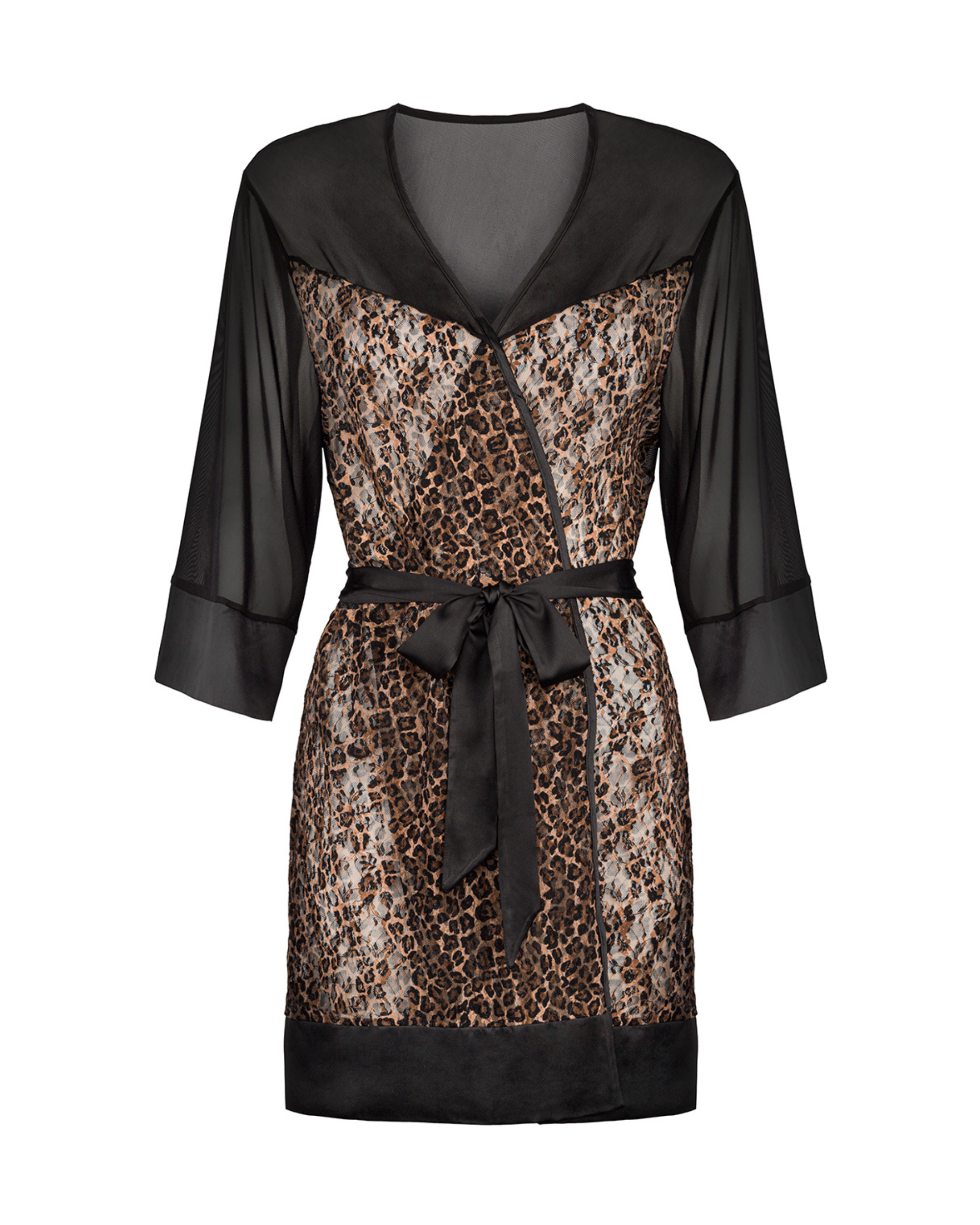 Black Satin Animal Peignoir
