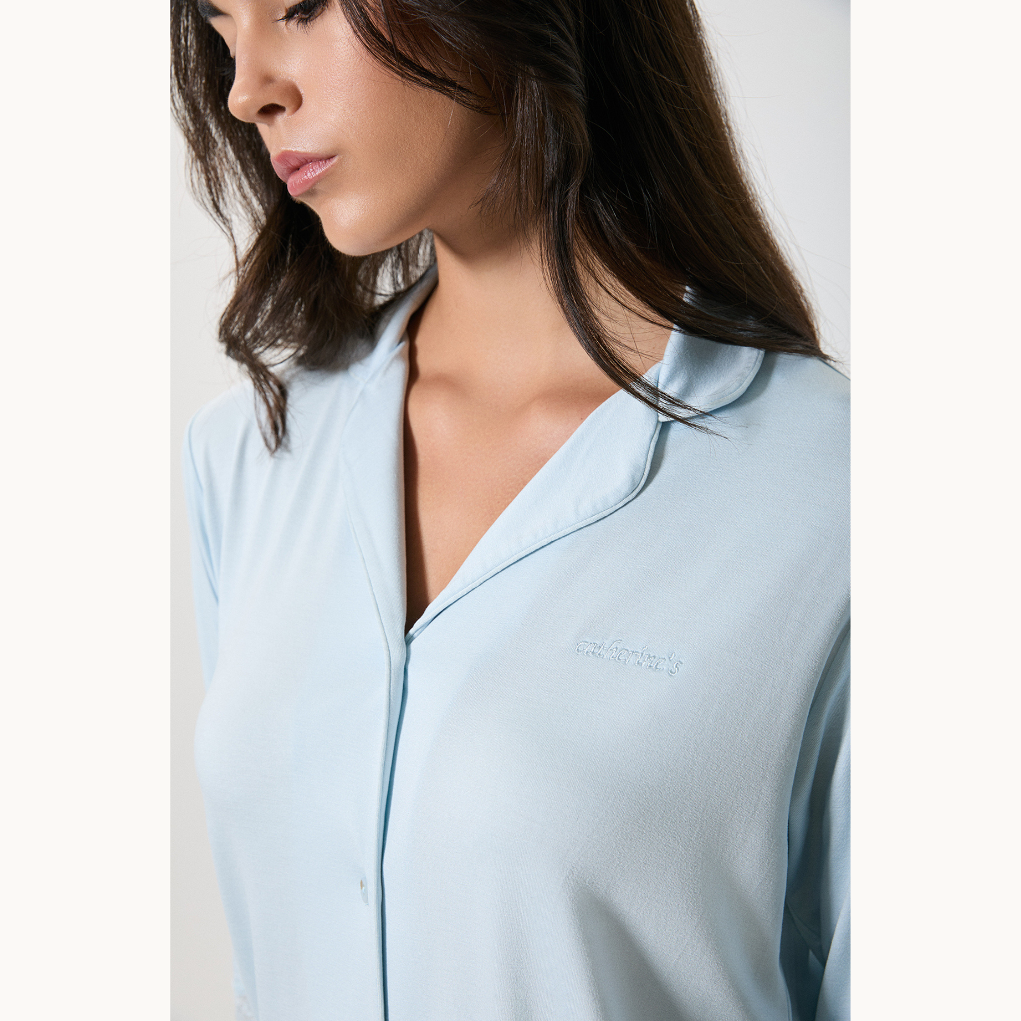 Lace Trim Viscose Pajama Set