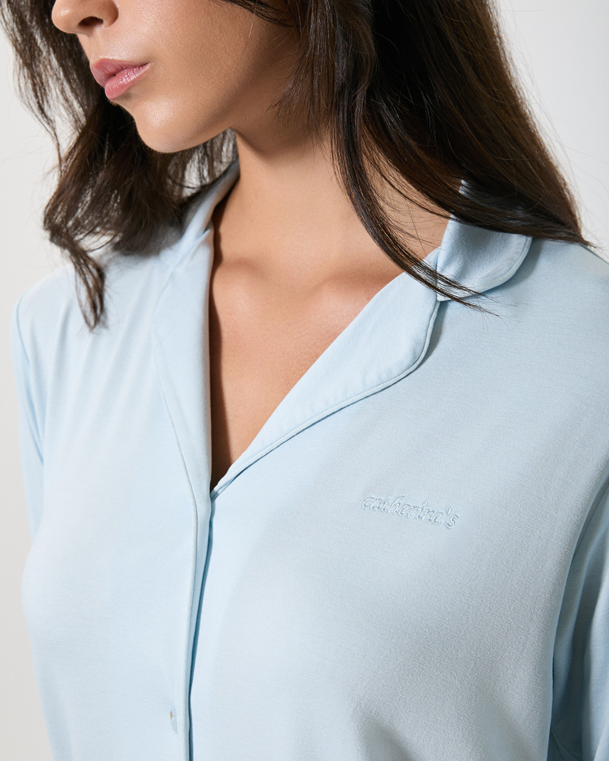 Lace Trim Button Pajama Set