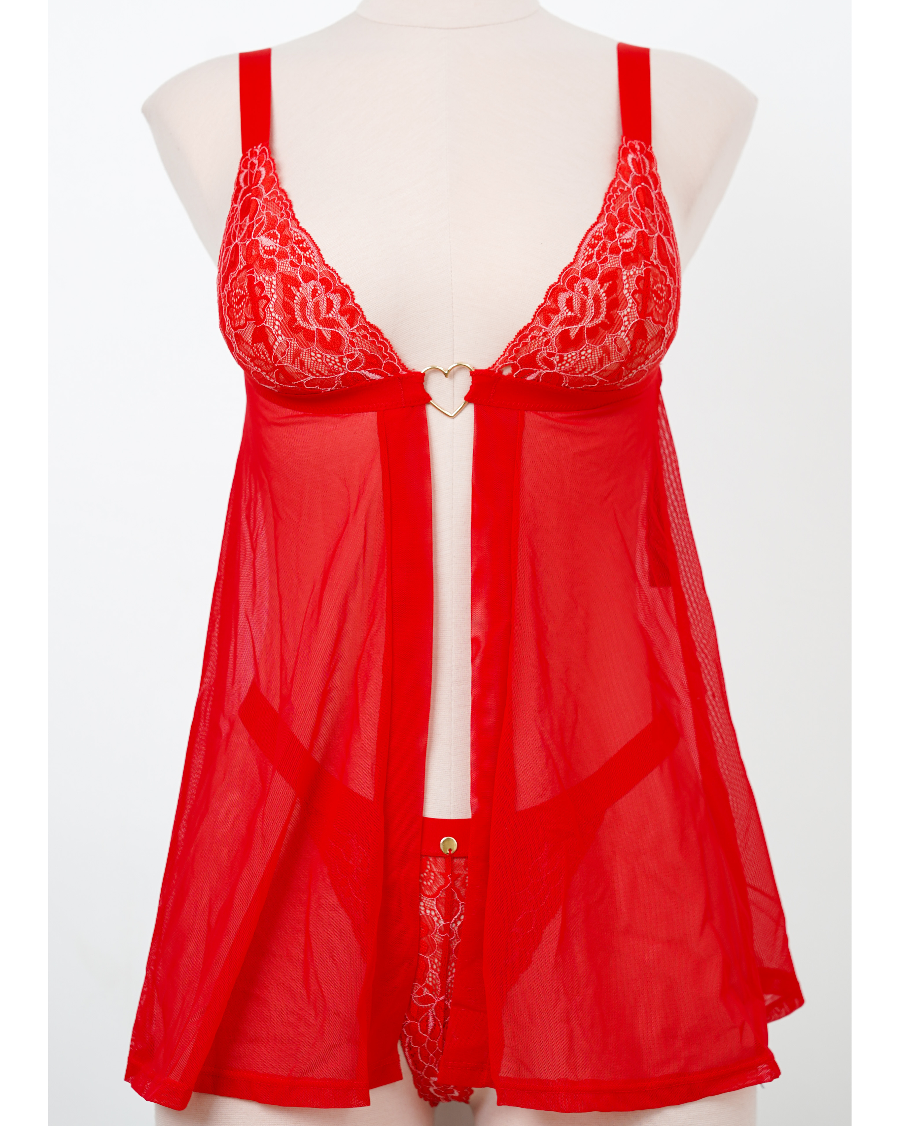 Red Lace Babydoll & Thong Set