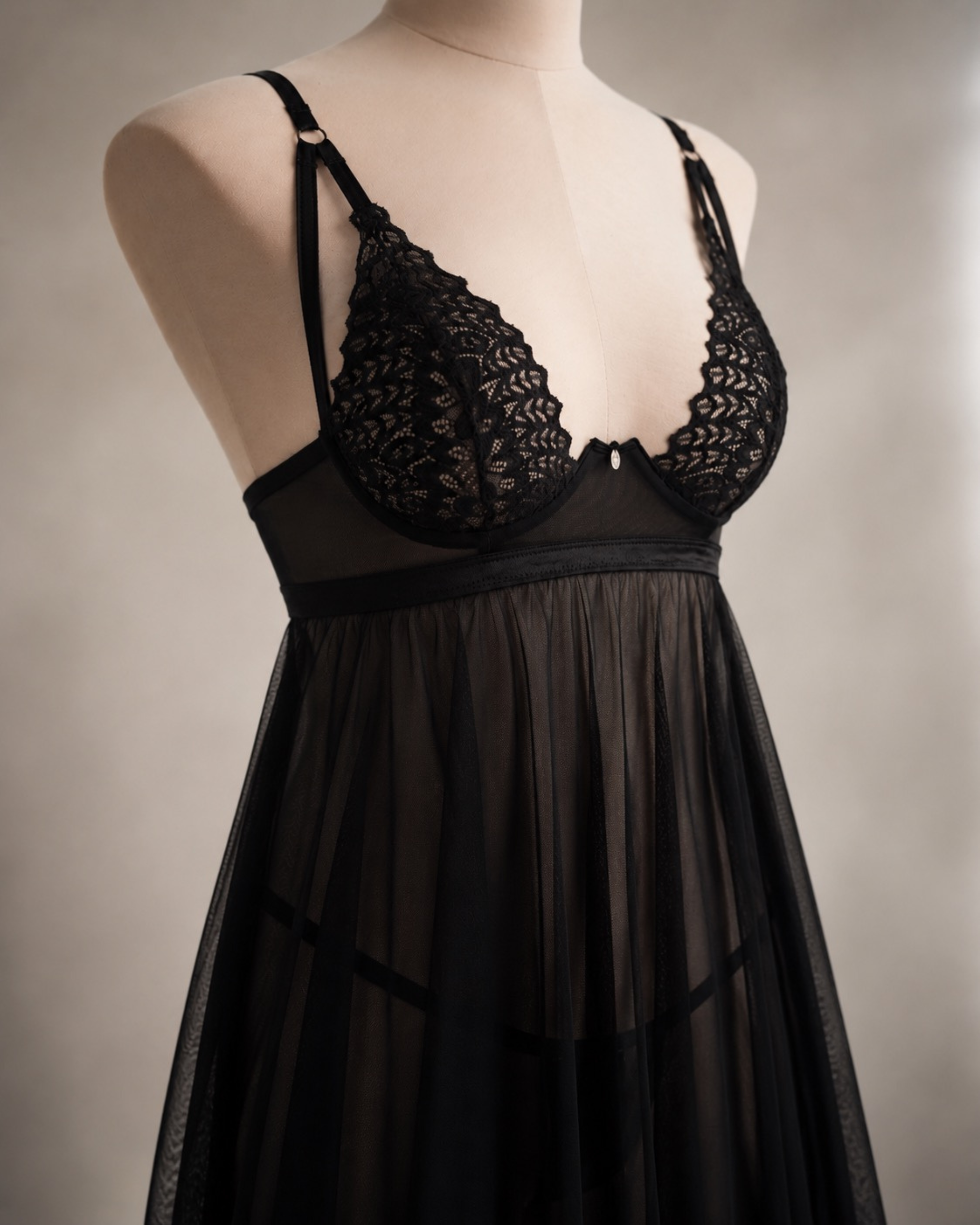 Black Sheer Lace Babydoll