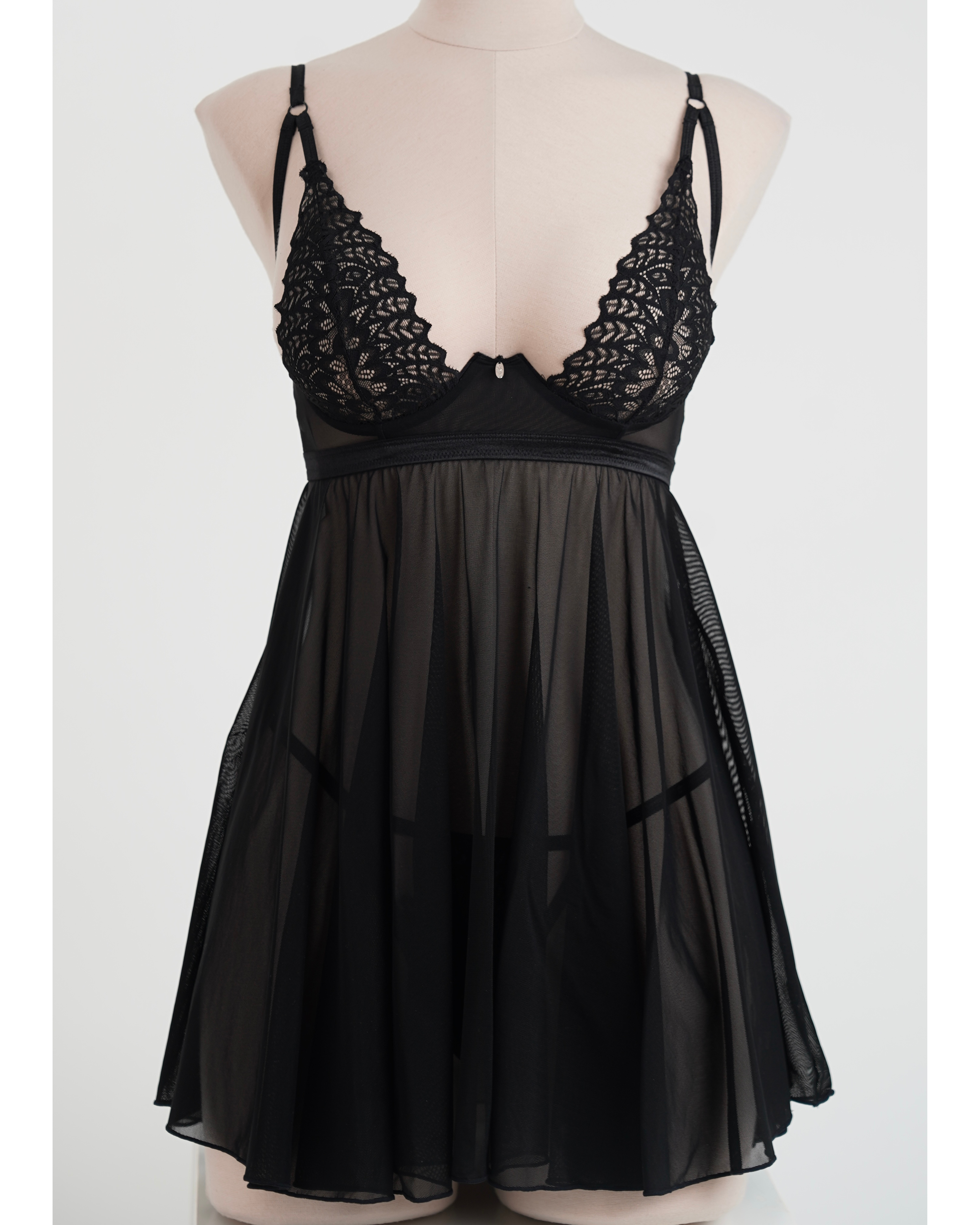 Black Sheer Lace Babydoll