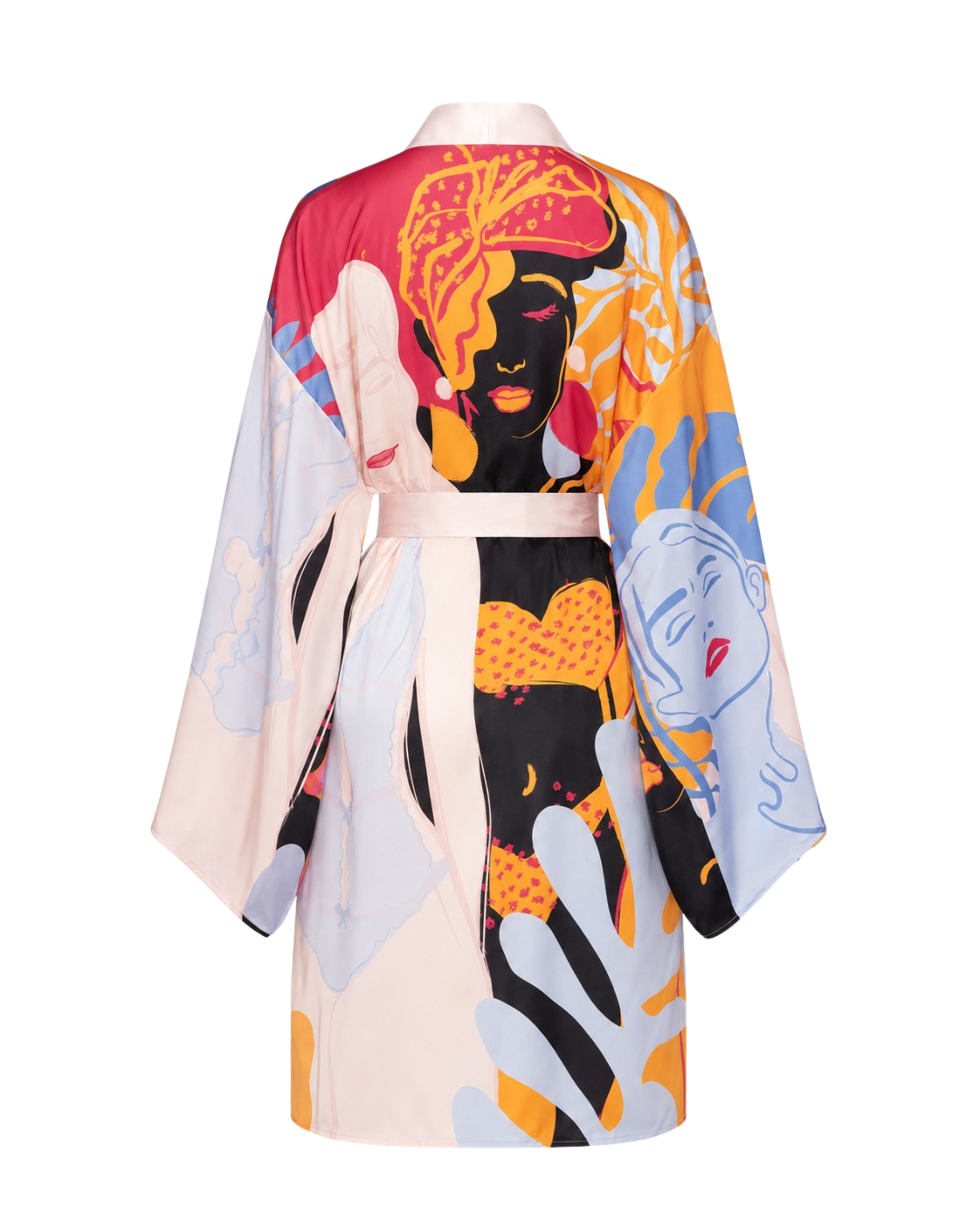 Multicolor Print Kimono Robe