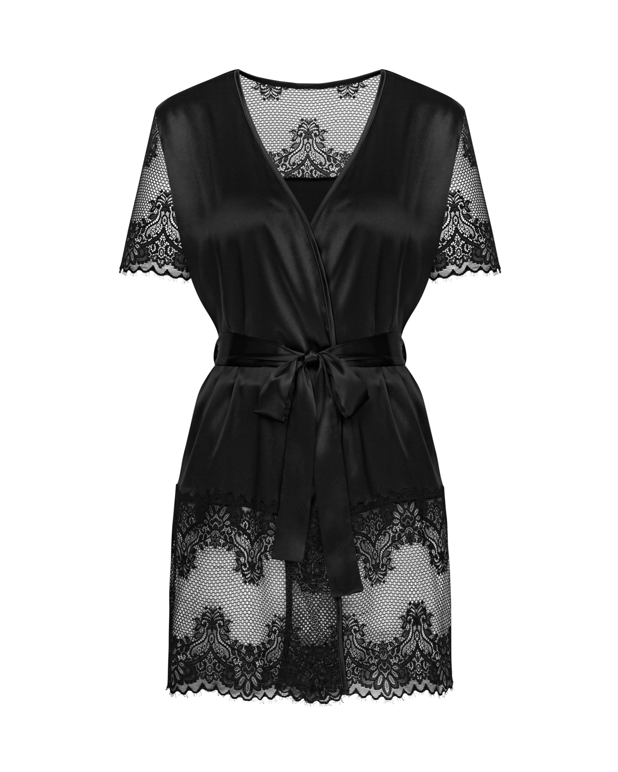 Black Satin Lace Peignoir