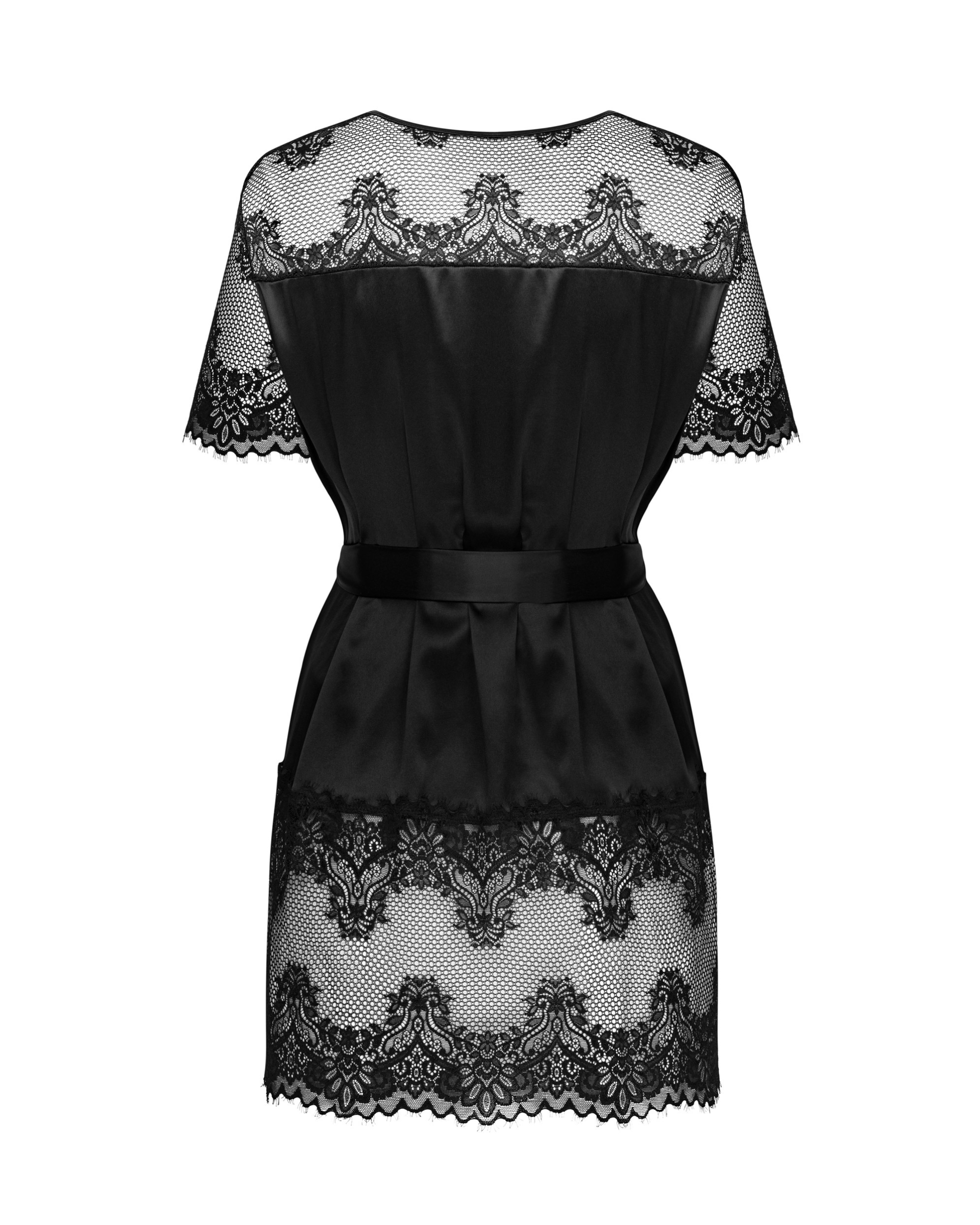 Black Satin Lace Peignoir