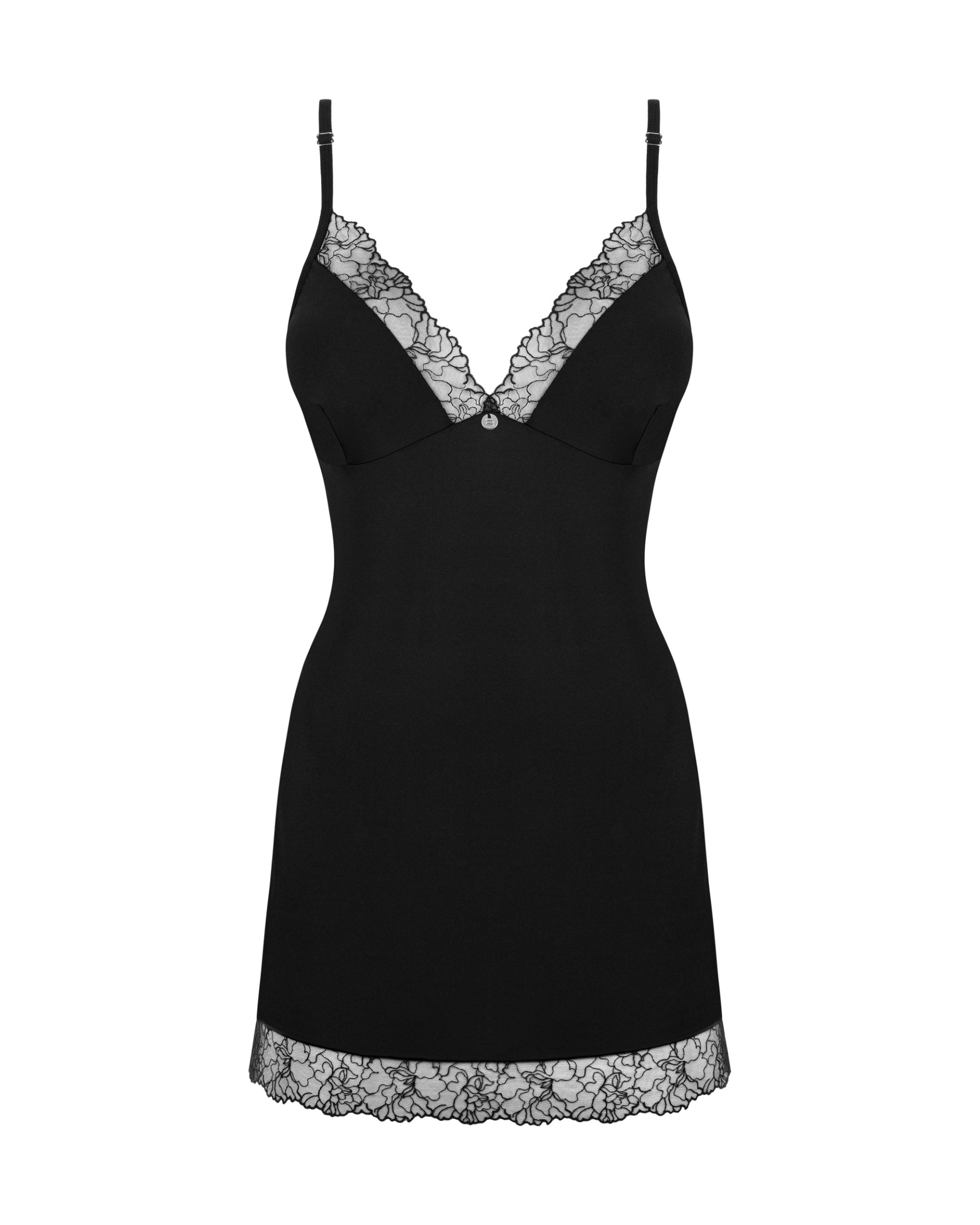 Black Floral Tulle Chemise