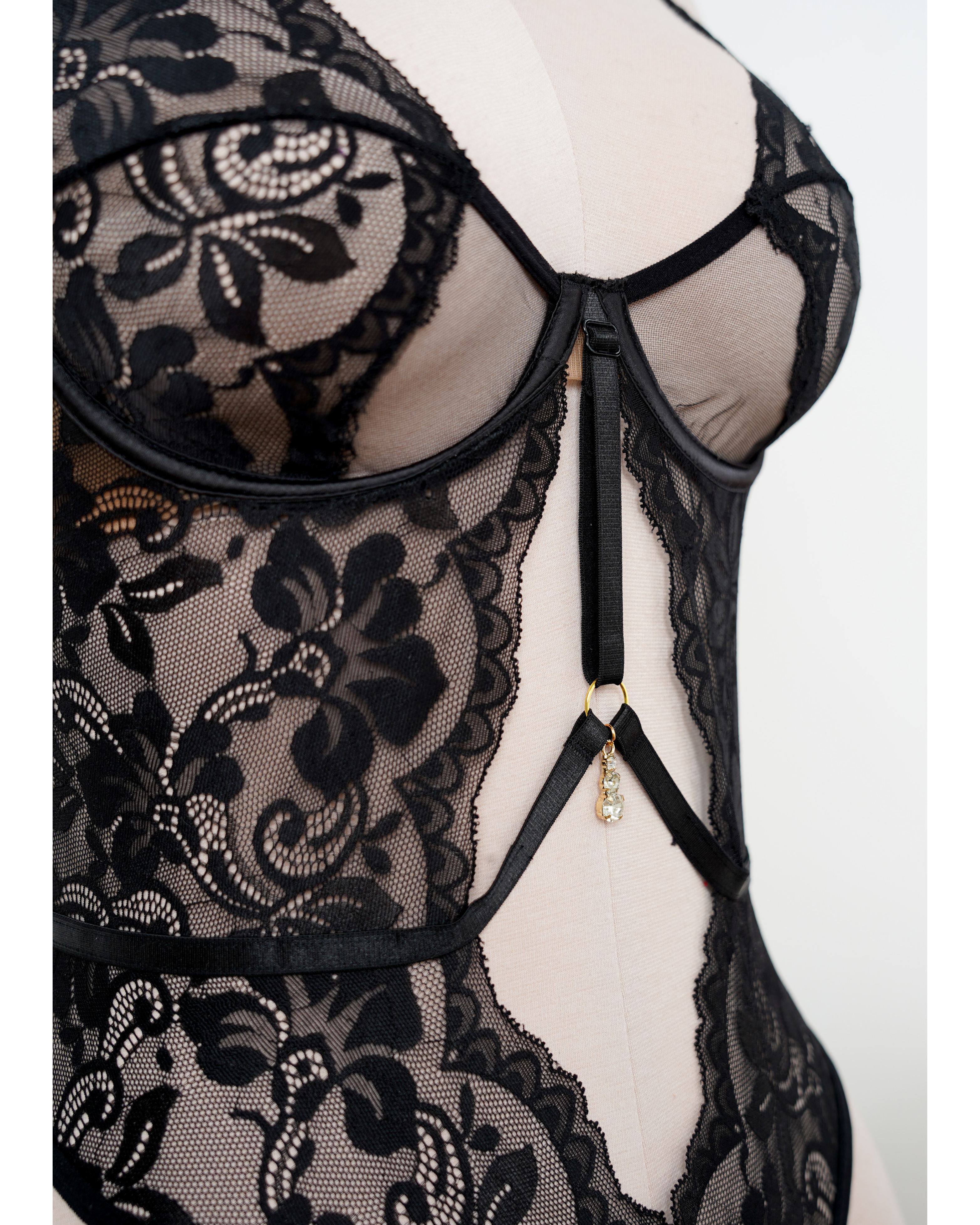 Rhinestone black teddy