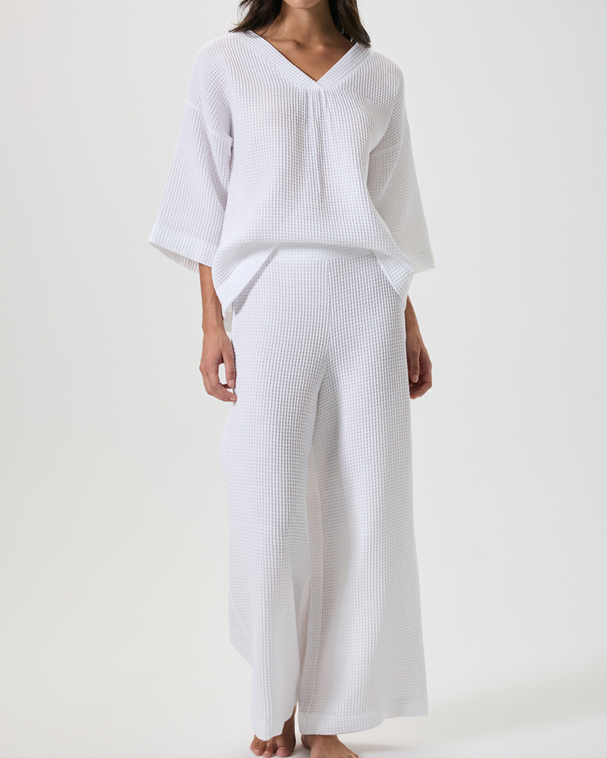 Cotton wide-leg pajama set