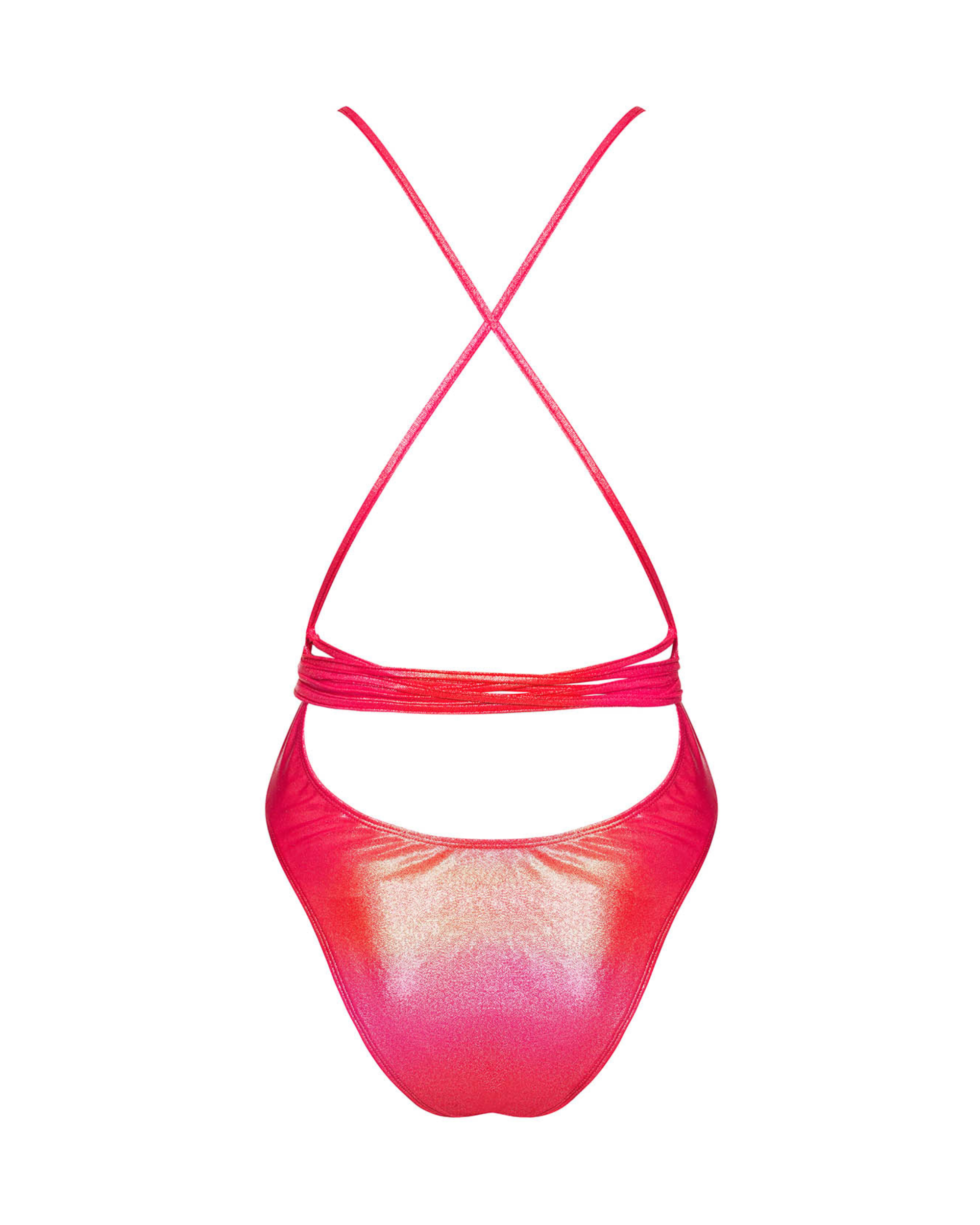 Pink Glossy Cutout Swimsuit
