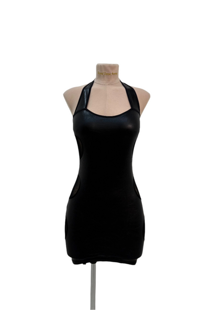 Siren Wet Look Halterneck Back Dress - Eiffel Boudoir